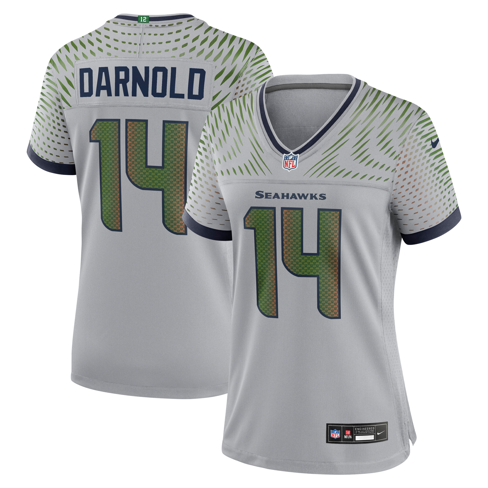Women's Seattle Seahawks Sam Darnold Wolf Gray 2025 Rivalries Collection Game Jersey
