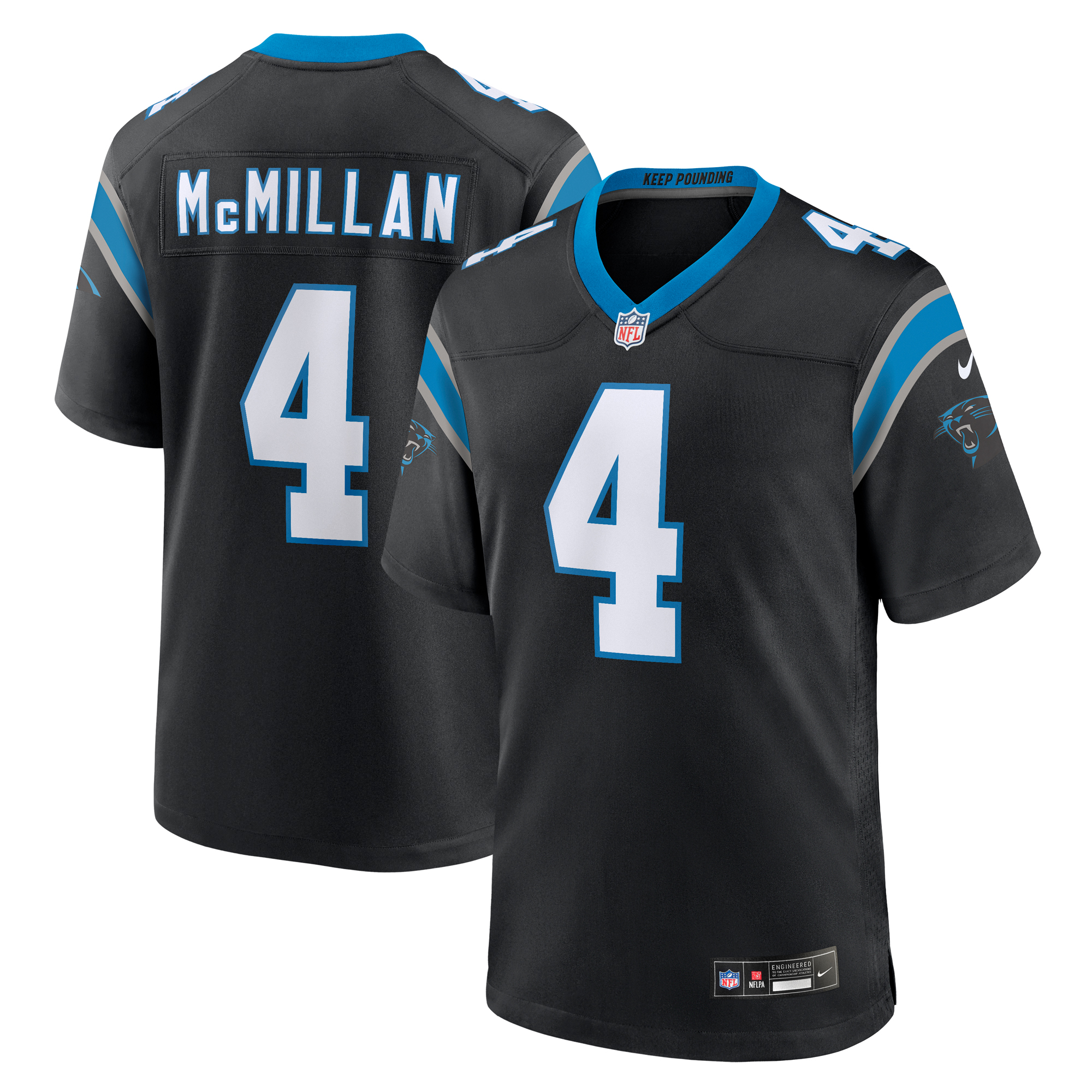 Men's Carolina Panthers Tetairoa McMillan  Black 2025 NFL Draft First Round Pick Game Jersey
