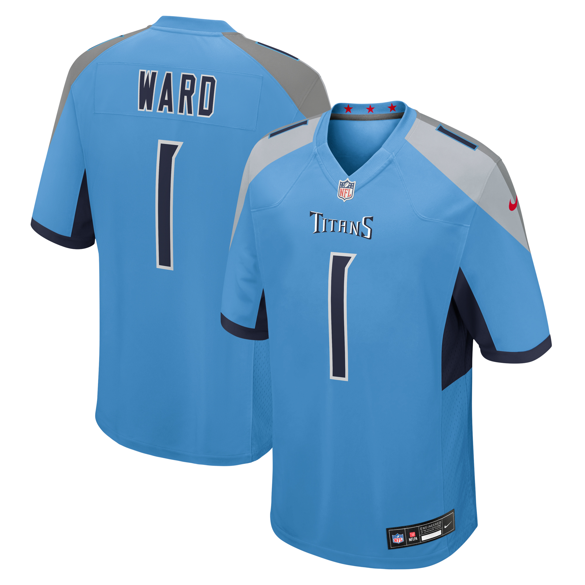 Men's Tennessee Titans Cameron Ward Light Blue 2025 NFL Draft First Round Pick Game Jersey