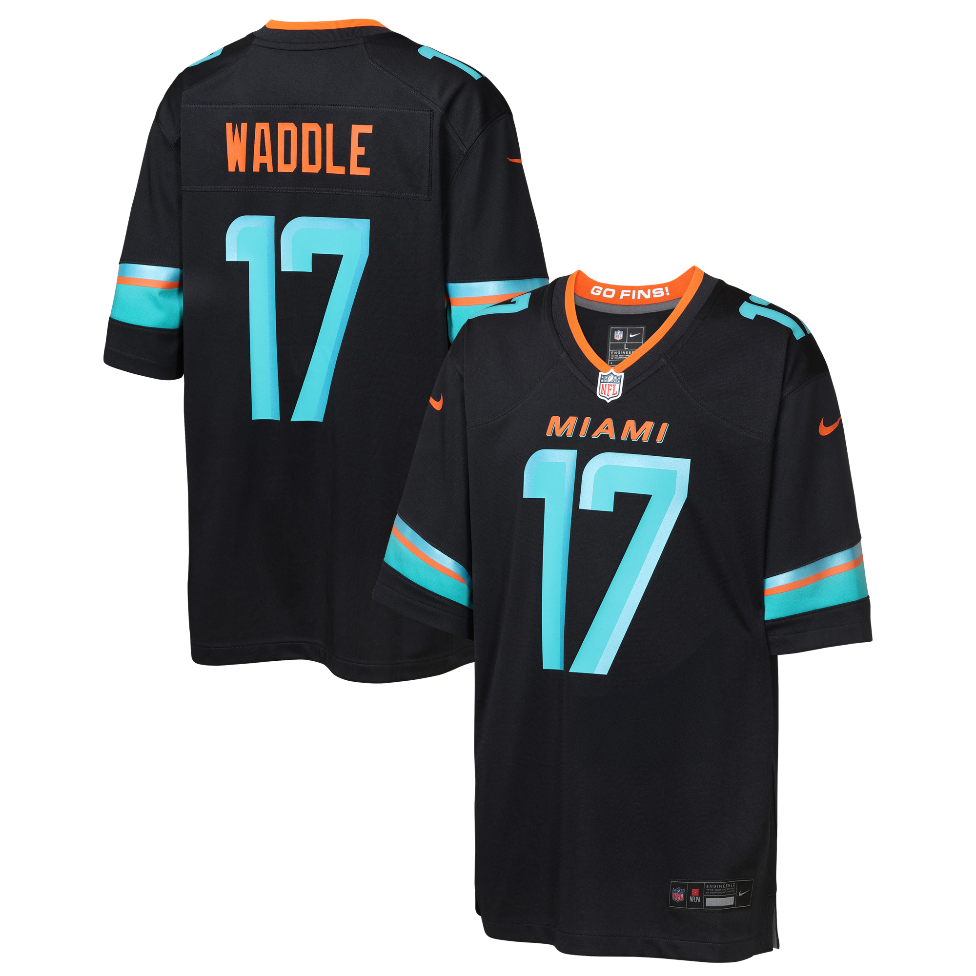 Youth Miami Dolphins Jaylen Waddle Pitch Blue 2025 Rivalries Collection Game Jersey