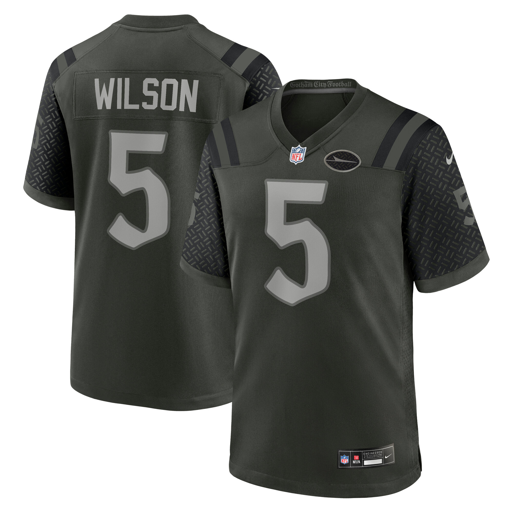 Men's New York Jets Garrett Wilson Gotham Green 2025 Rivalries Collection Game Jersey