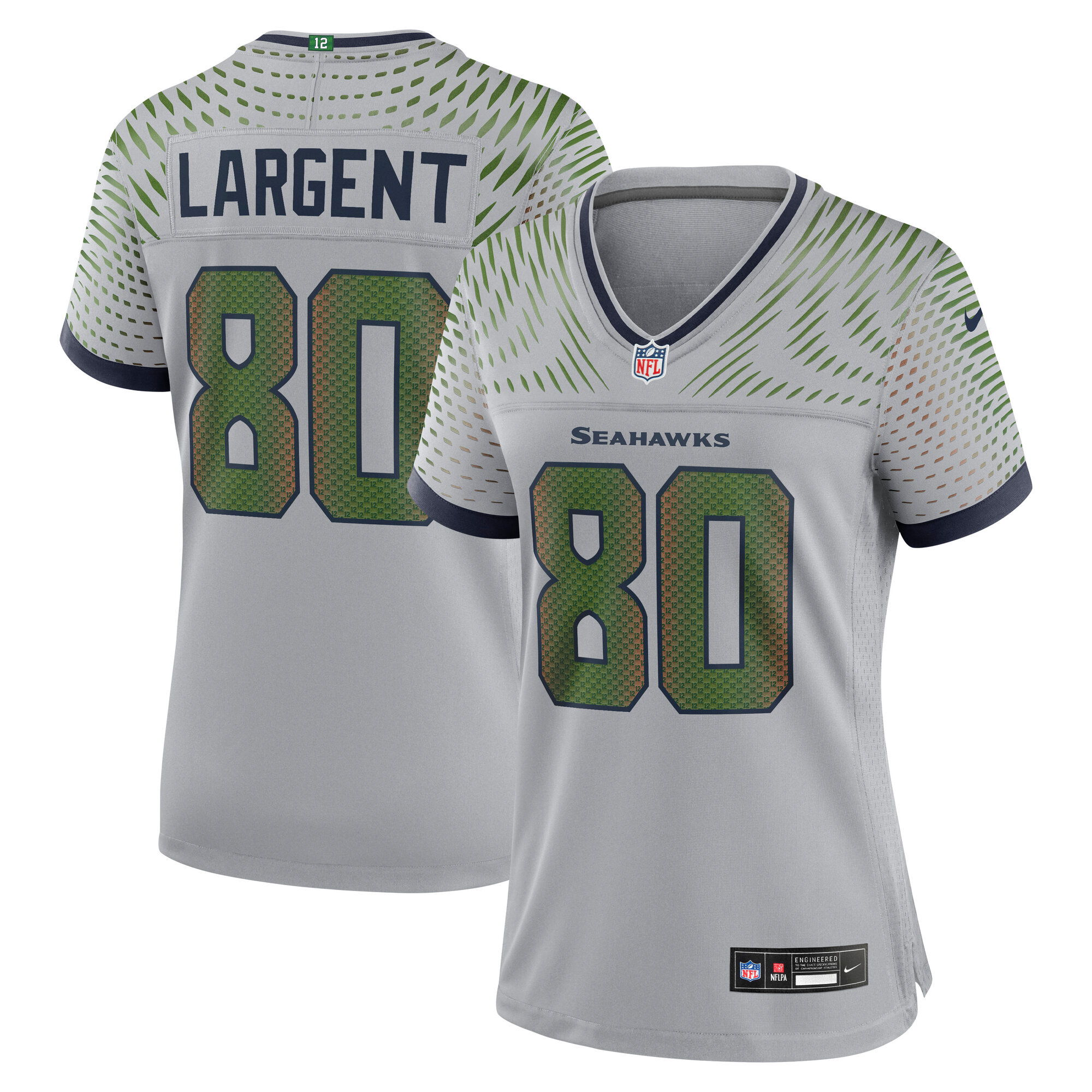 Women's Seattle Seahawks Steve Largent Wolf Gray 2025 Rivalries Collection Retired Game Jersey