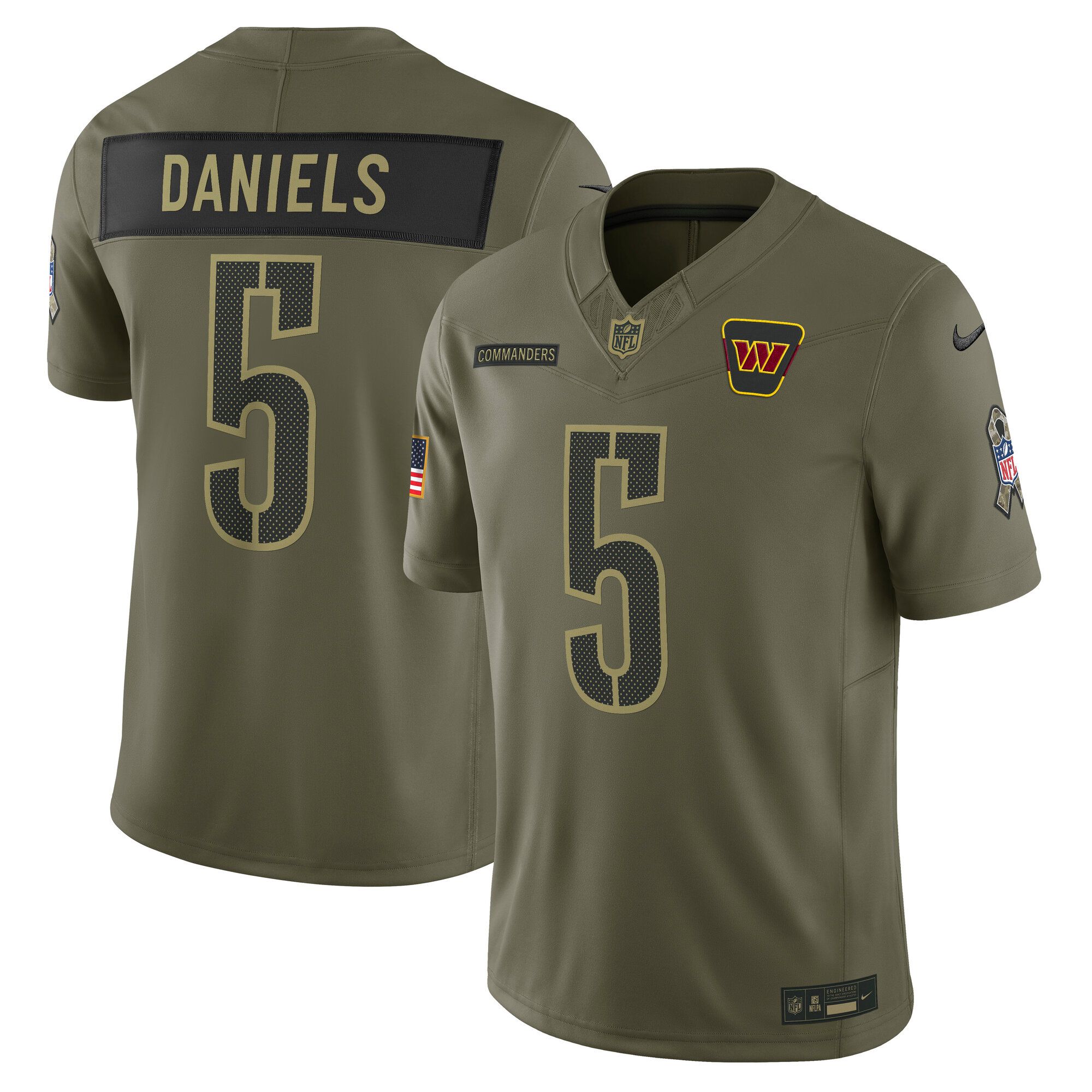 Men's Washington Commanders Jayden Daniels Olive 2025 Salute to Service Limited Jersey