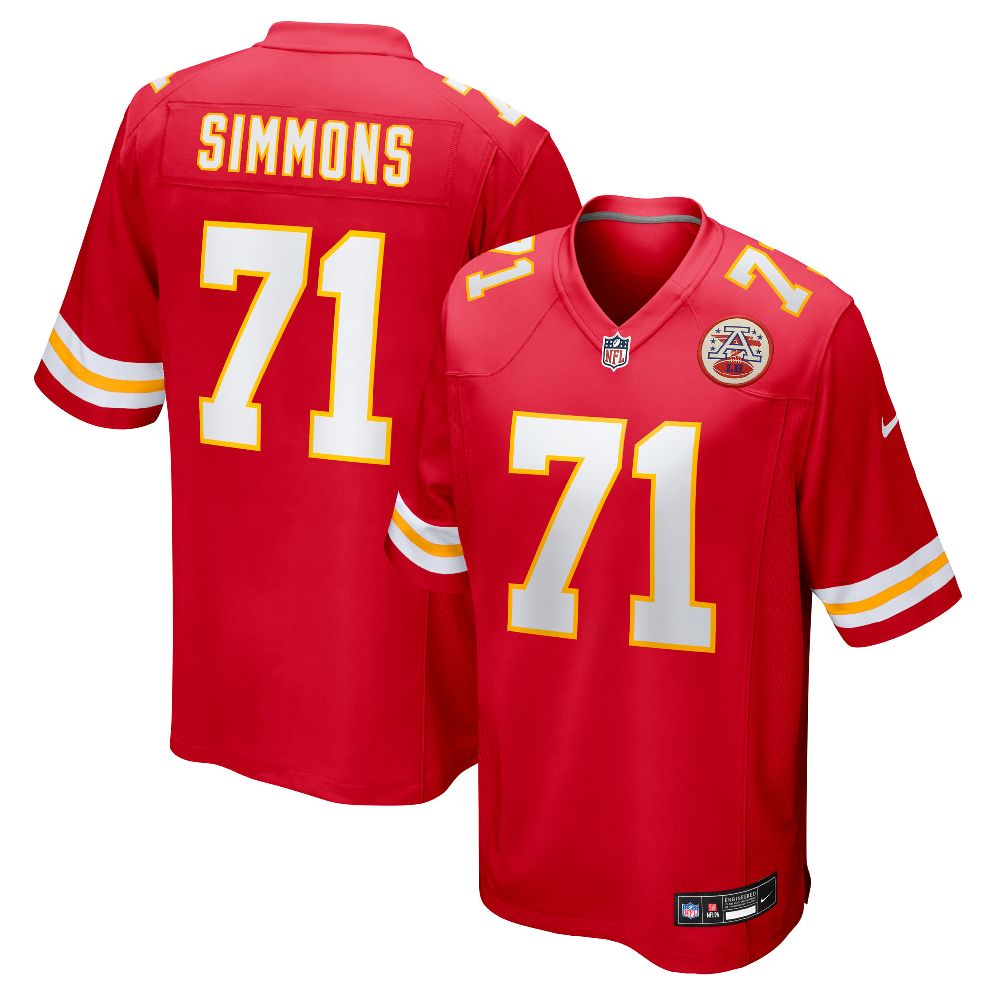 Men's Kansas City Chiefs Josh Simmons Red 2025 NFL Draft First Round Pick Game Jersey
