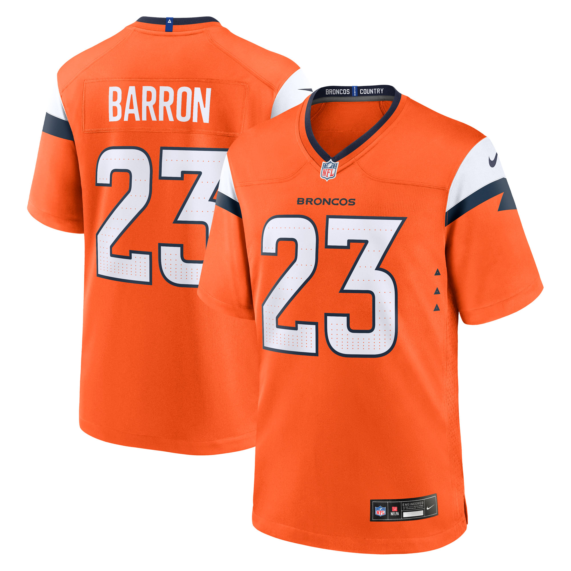 Men's Denver Broncos Jahdae Barron Orange 2025 NFL Draft First Round Pick Game Jersey