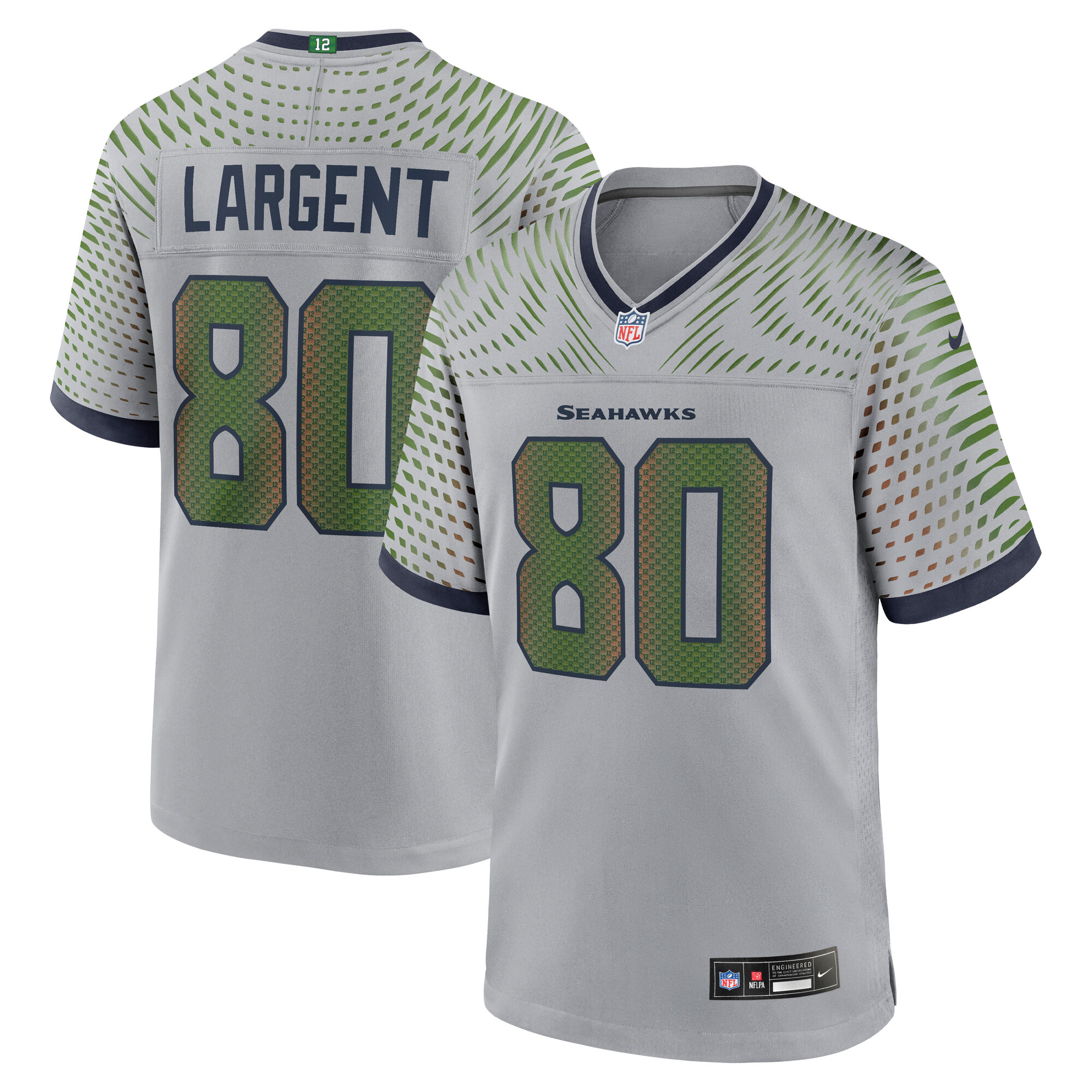 Men's Seattle Seahawks Steve Largent Wolf Gray 2025 Rivalries Collection Retired Player Game Jersey