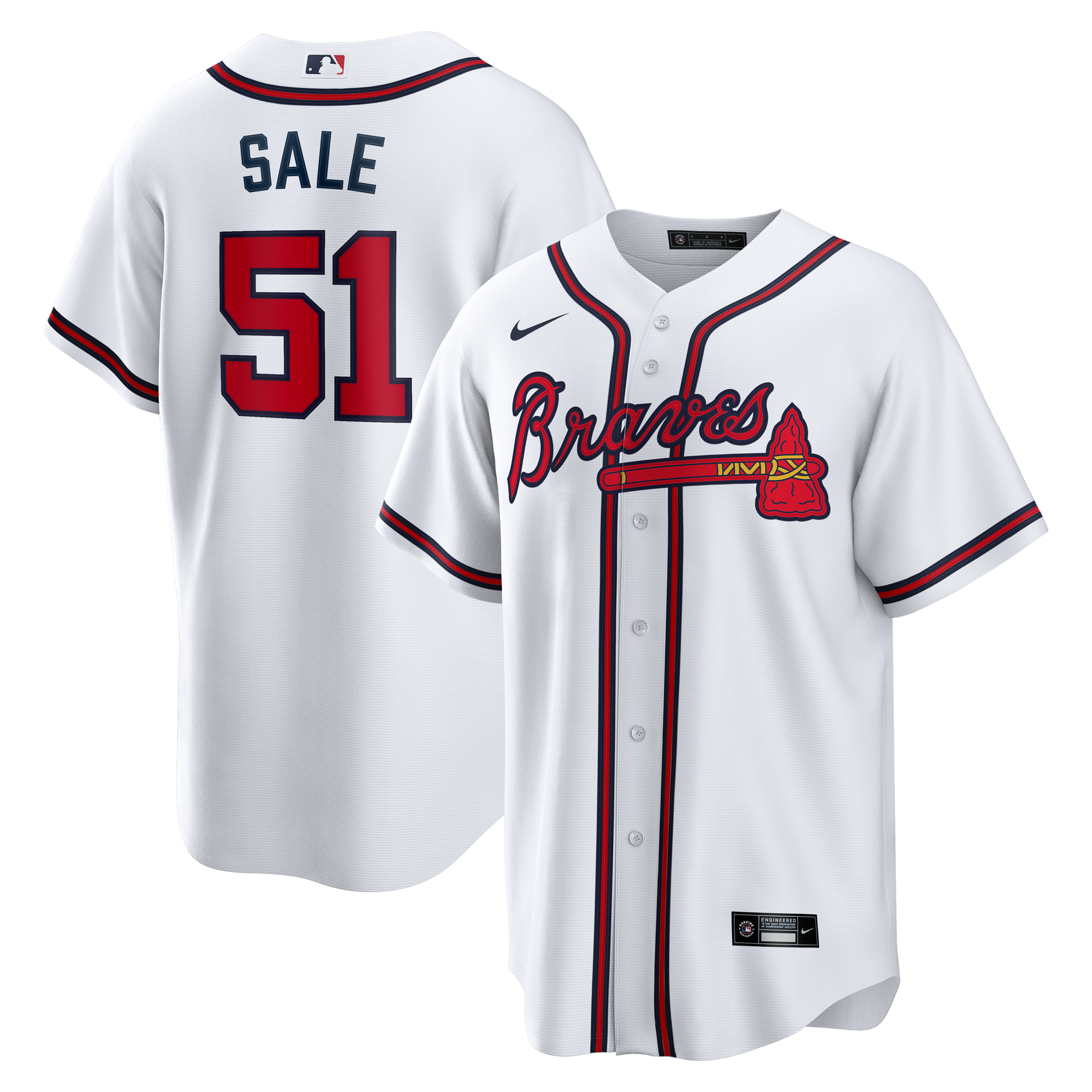 Men's Atlanta Braves Chris Sale White Home Replica Jersey
