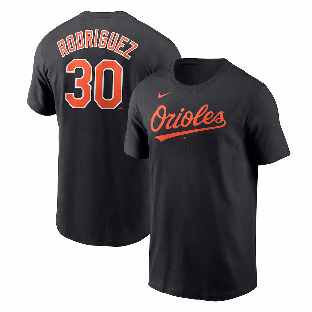 Men's Baltimore Orioles Grayson Rodriguez Black Player Name & Number T-Shirt