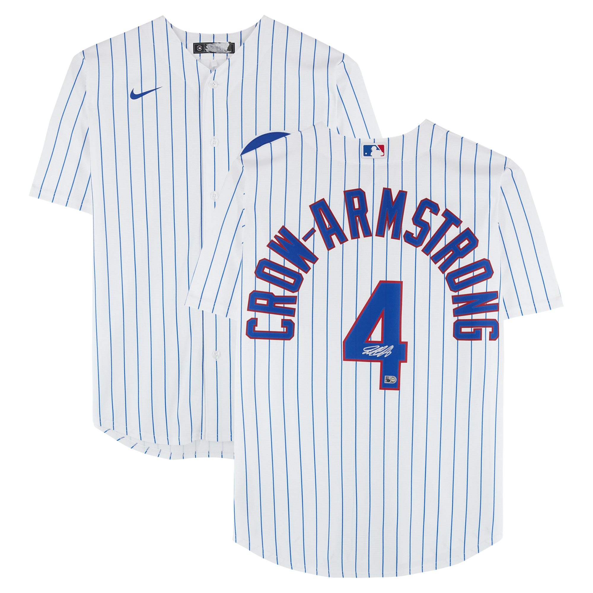 Pete Crow-Armstrong Chicago Cubs Autographed Fanatics Authentic White Pinstripe Replica Jersey