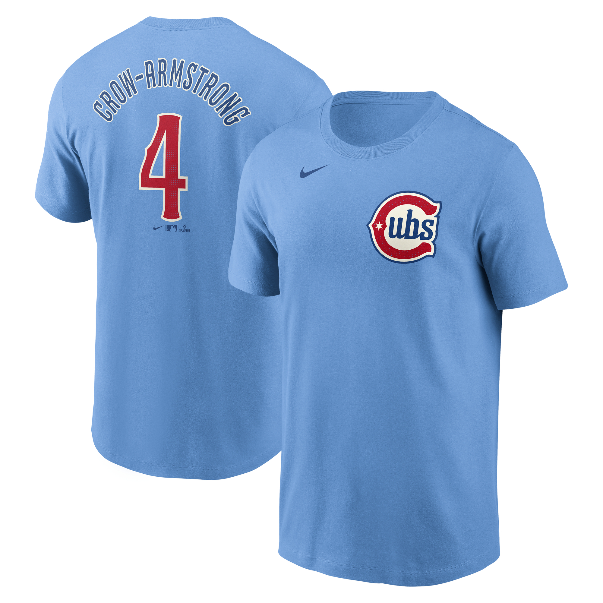 Men's Chicago Cubs Pete Crow-Armstrong Light Blue Fuse Name & Number T-Shirt