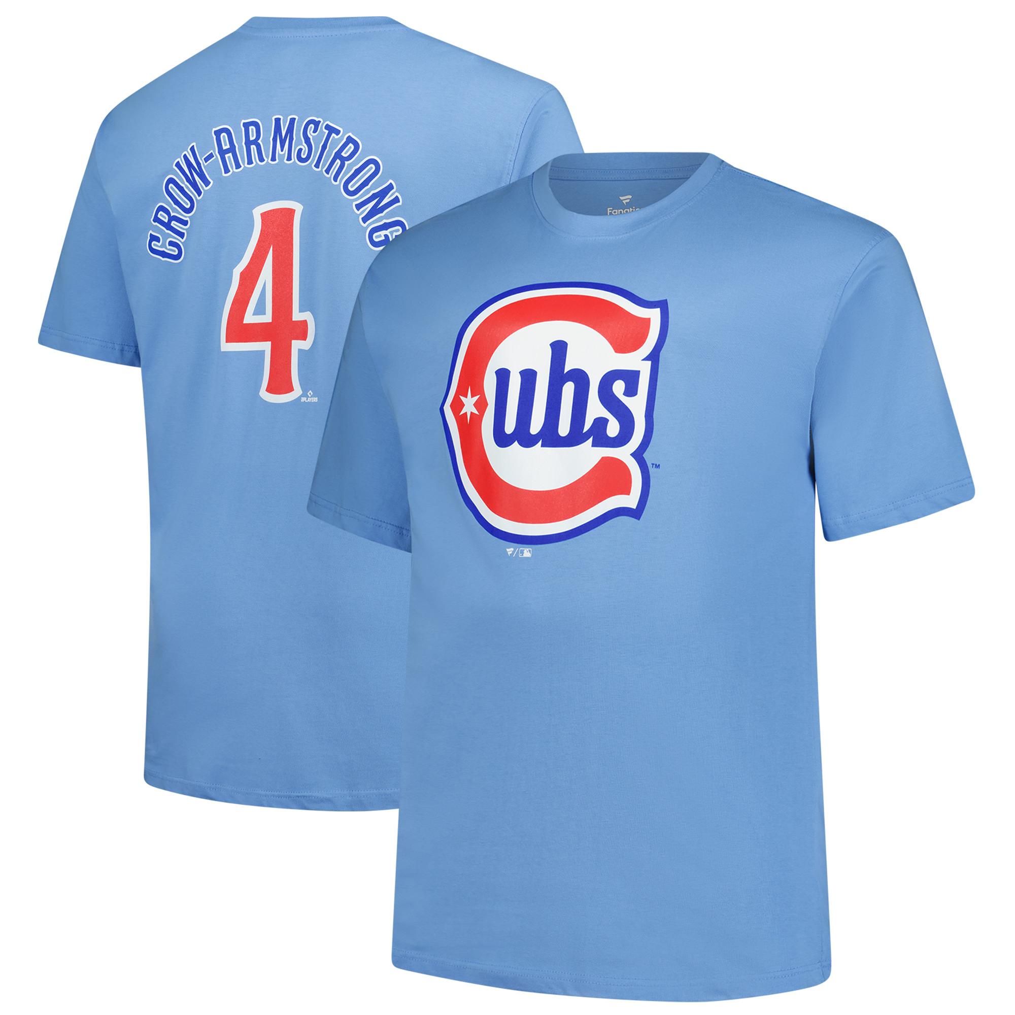 Men's Chicago Cubs Pete Crow-Armstrong Fanatics Light Blue Big & Tall Name & Number T-Shirt