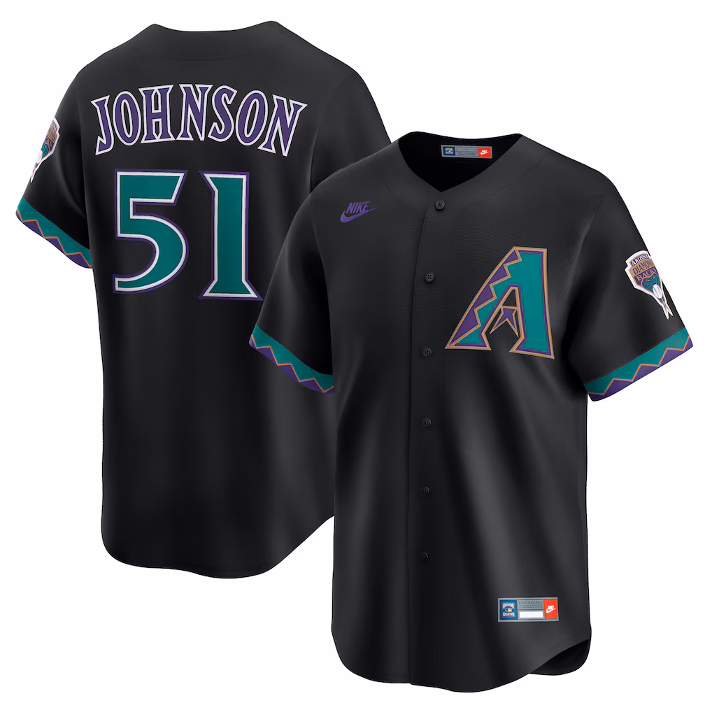 Men's Arizona Diamondbacks Randy Johnson Black Throwback Cooperstown Collection Limited Jersey