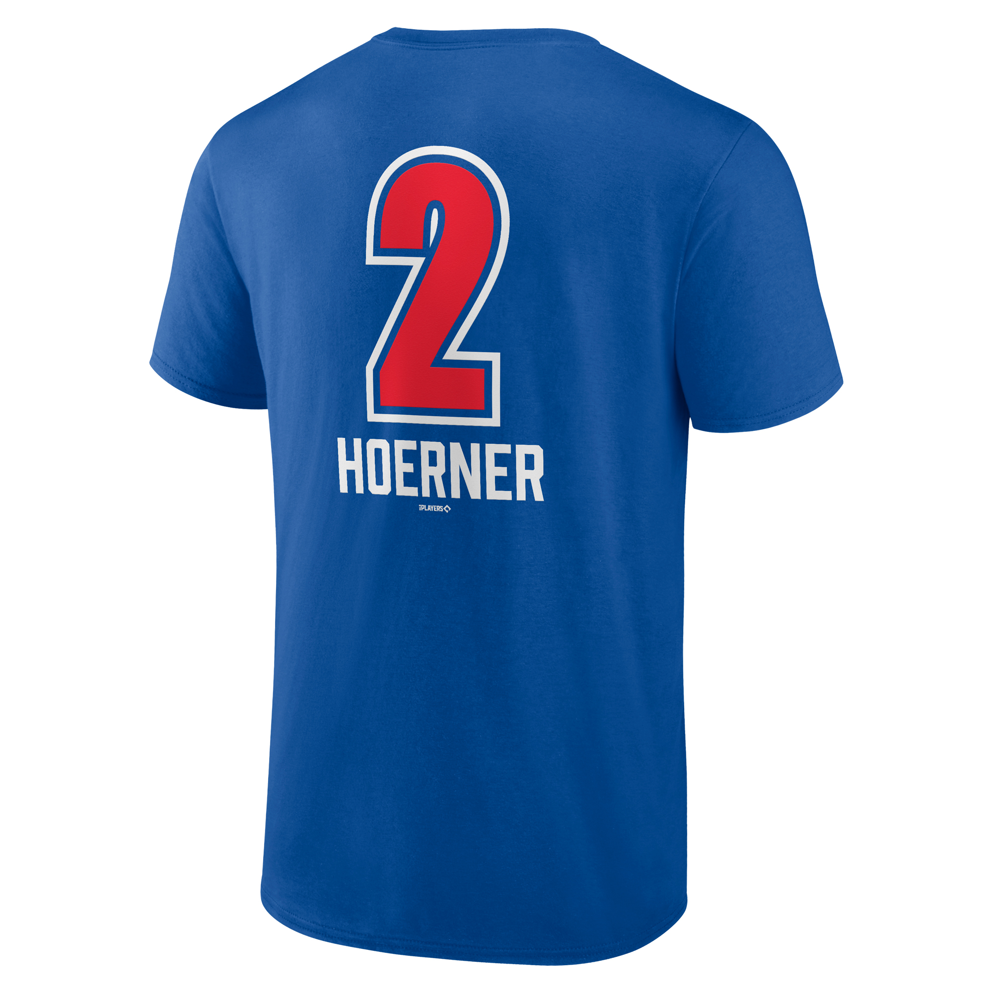 Men's Chicago Cubs Nico Hoerner Royal Fastball Player Name & Number T-Shirt