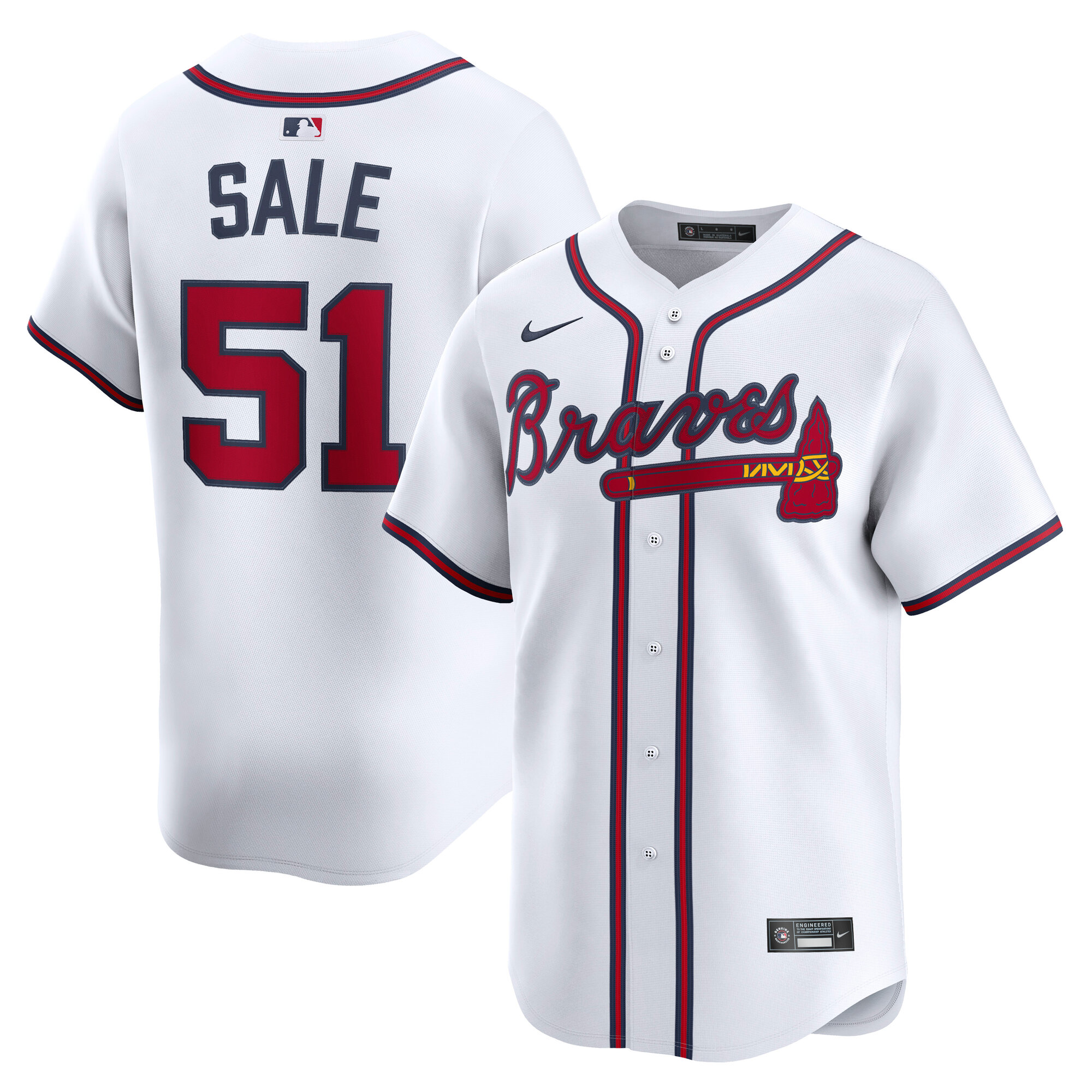 Men's Atlanta Braves Chris Sale White Home Limited Player Jersey