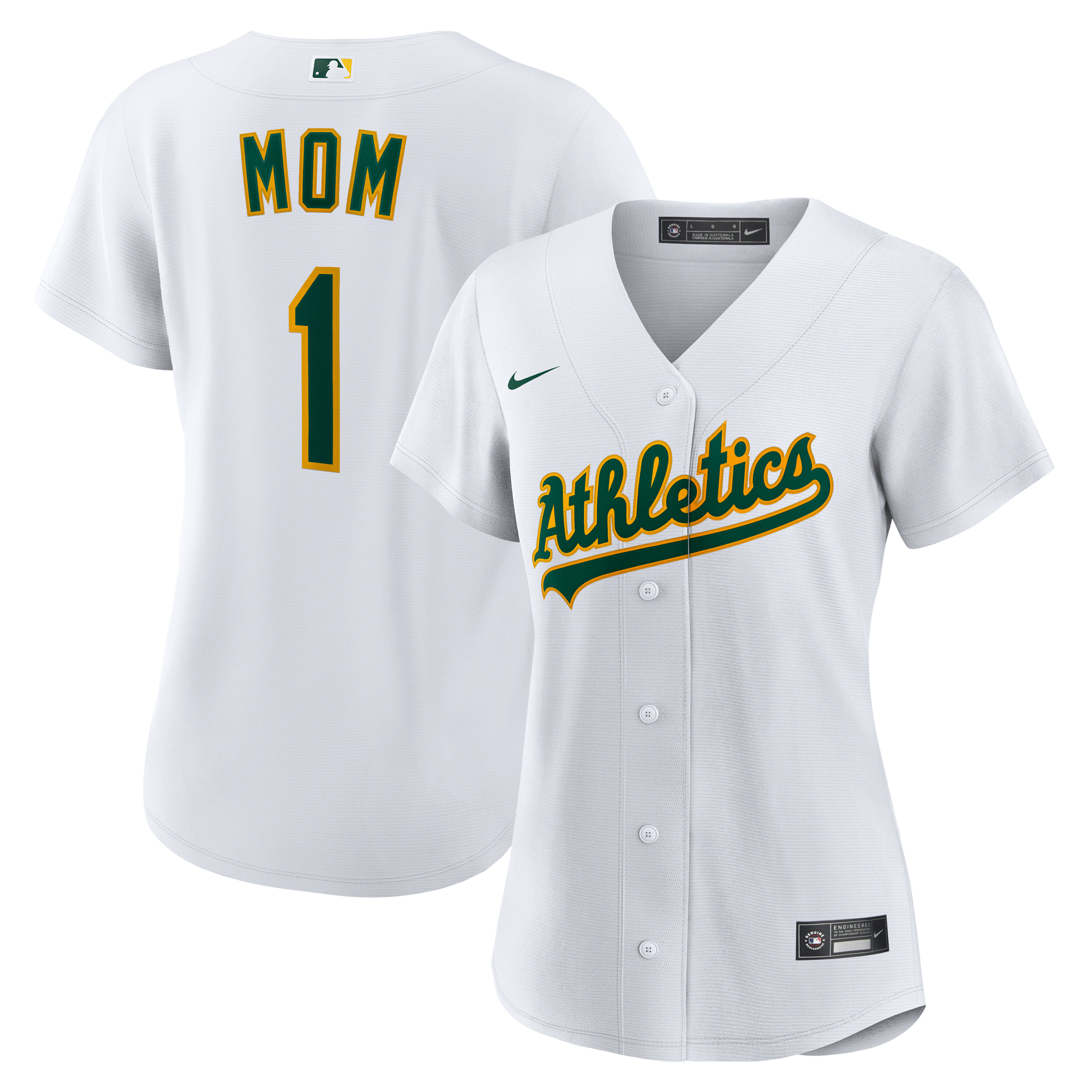 Women's Athletics White #1 Mom Home Replica Jersey