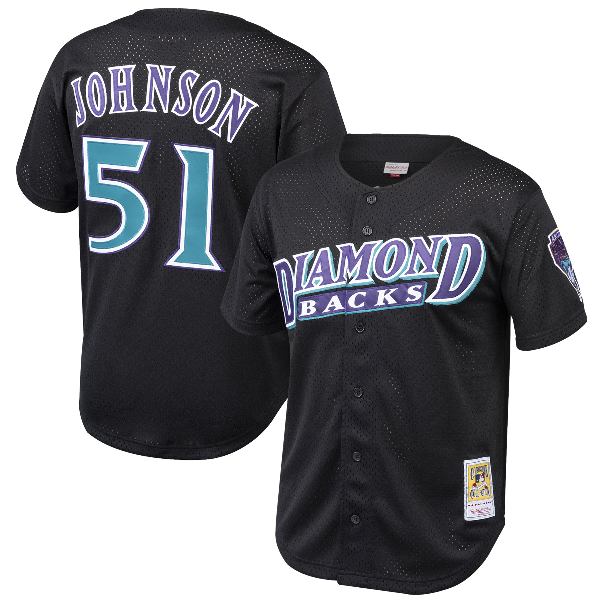Youth Arizona Diamondbacks Randy Johnson Mitchell & Ness Black Cooperstown Collection Mesh Batting Practice Jersey