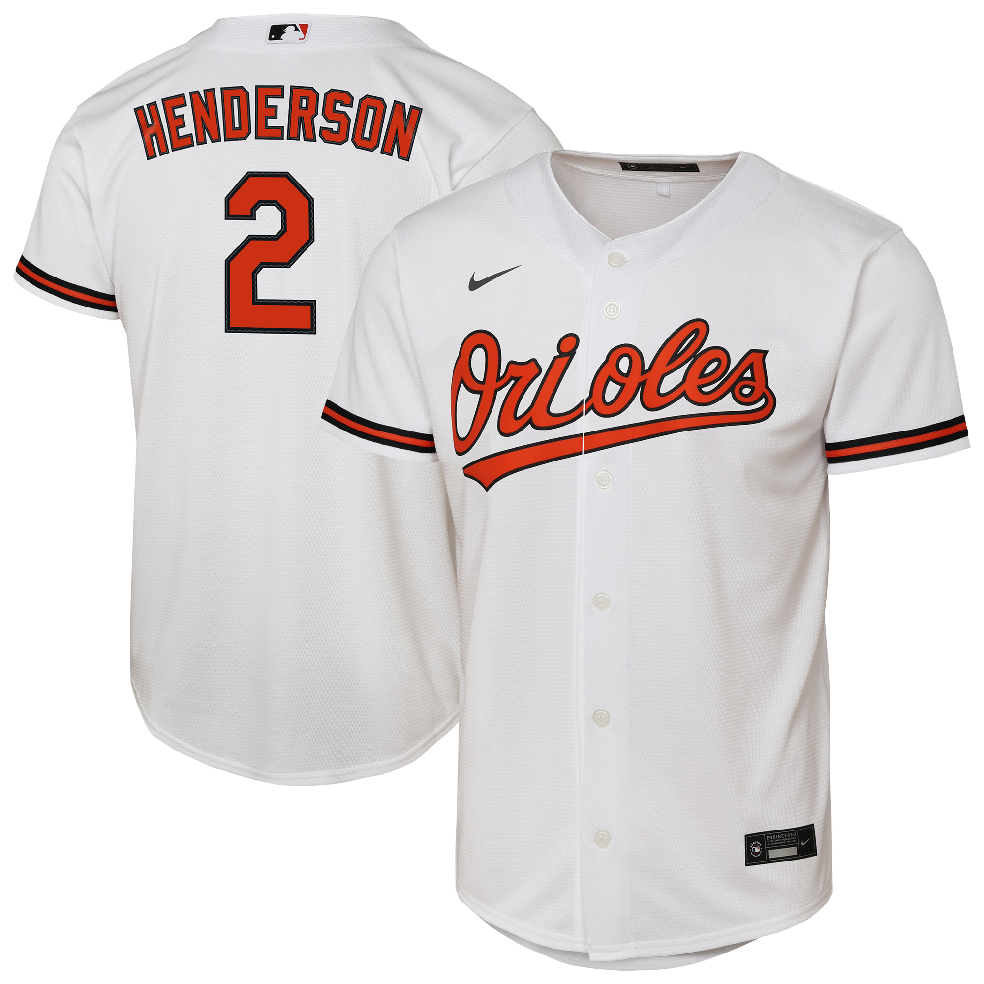 Youth Baltimore Orioles Gunnar Henderson White Home Replica Player Jersey