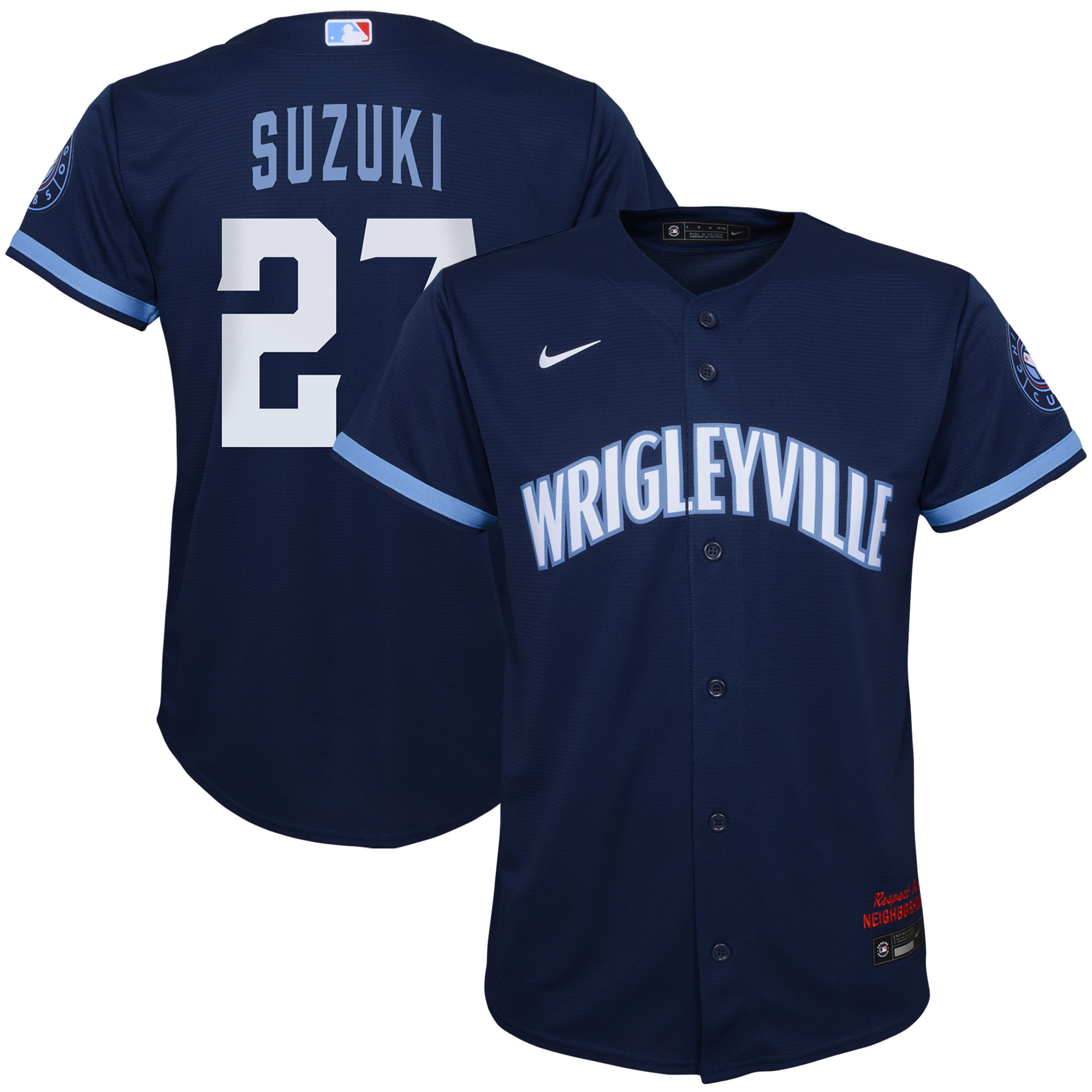 Preschool Chicago Cubs Seiya Suzuki Navy City Connect Script Replica Player Jersey