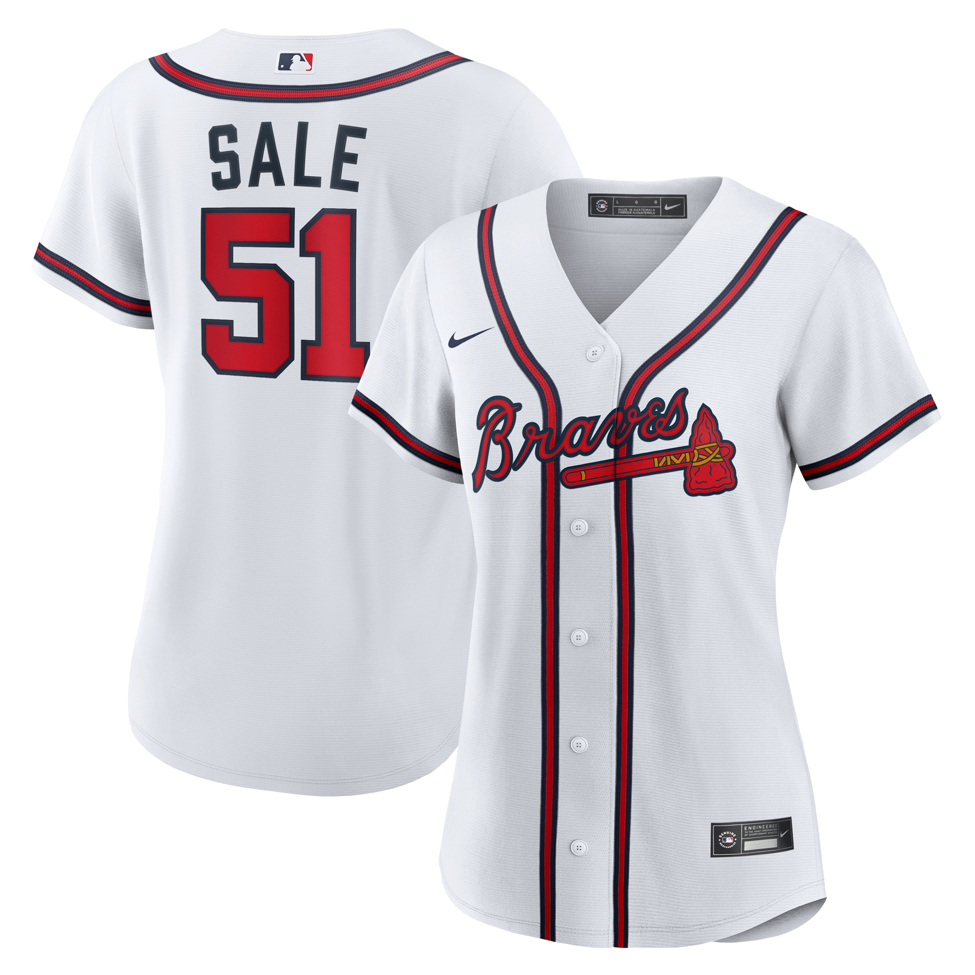 Women's Atlanta Braves Chris Sale White Home Replica Jersey