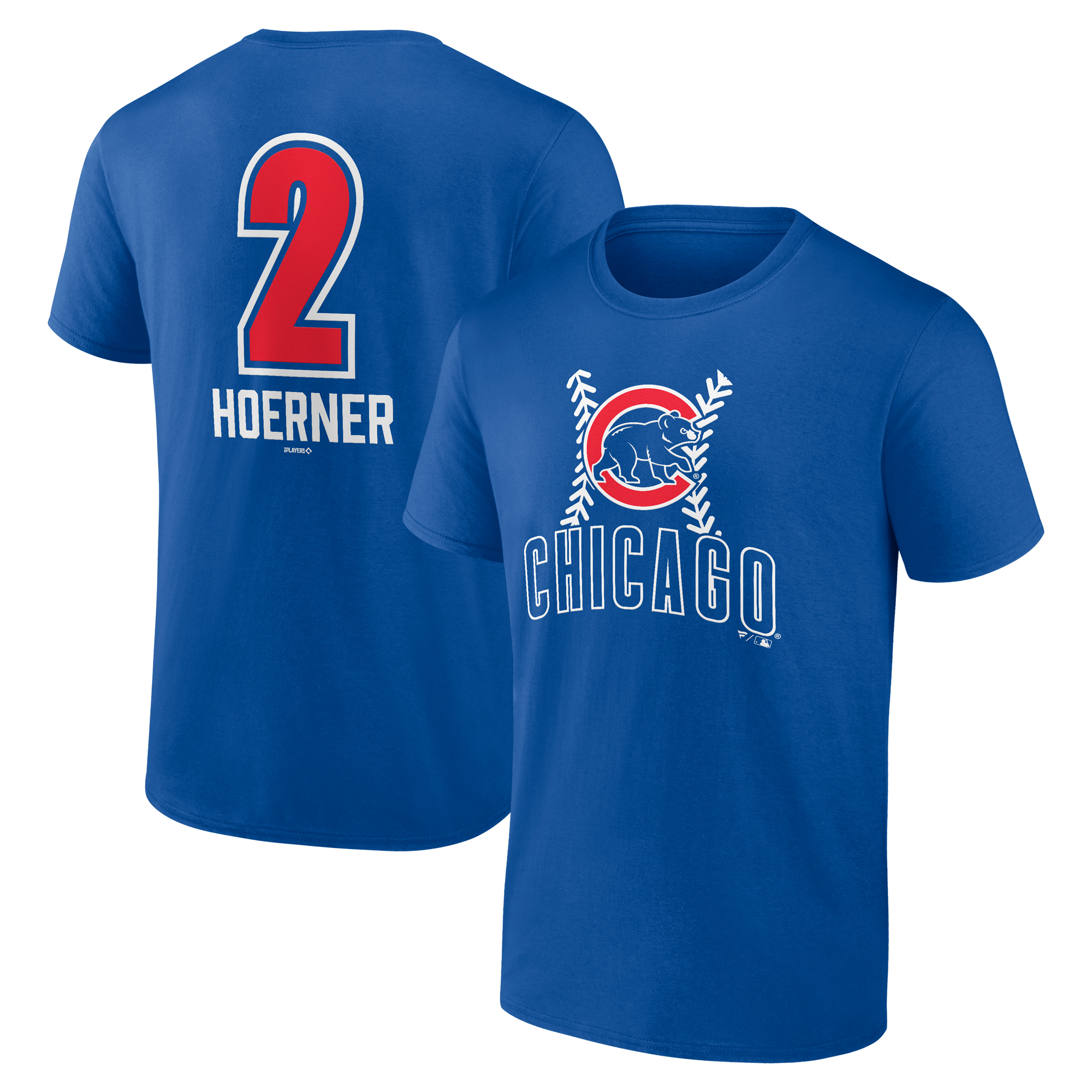 Men's Chicago Cubs Nico Hoerner Royal Fastball Player Name & Number T-Shirt