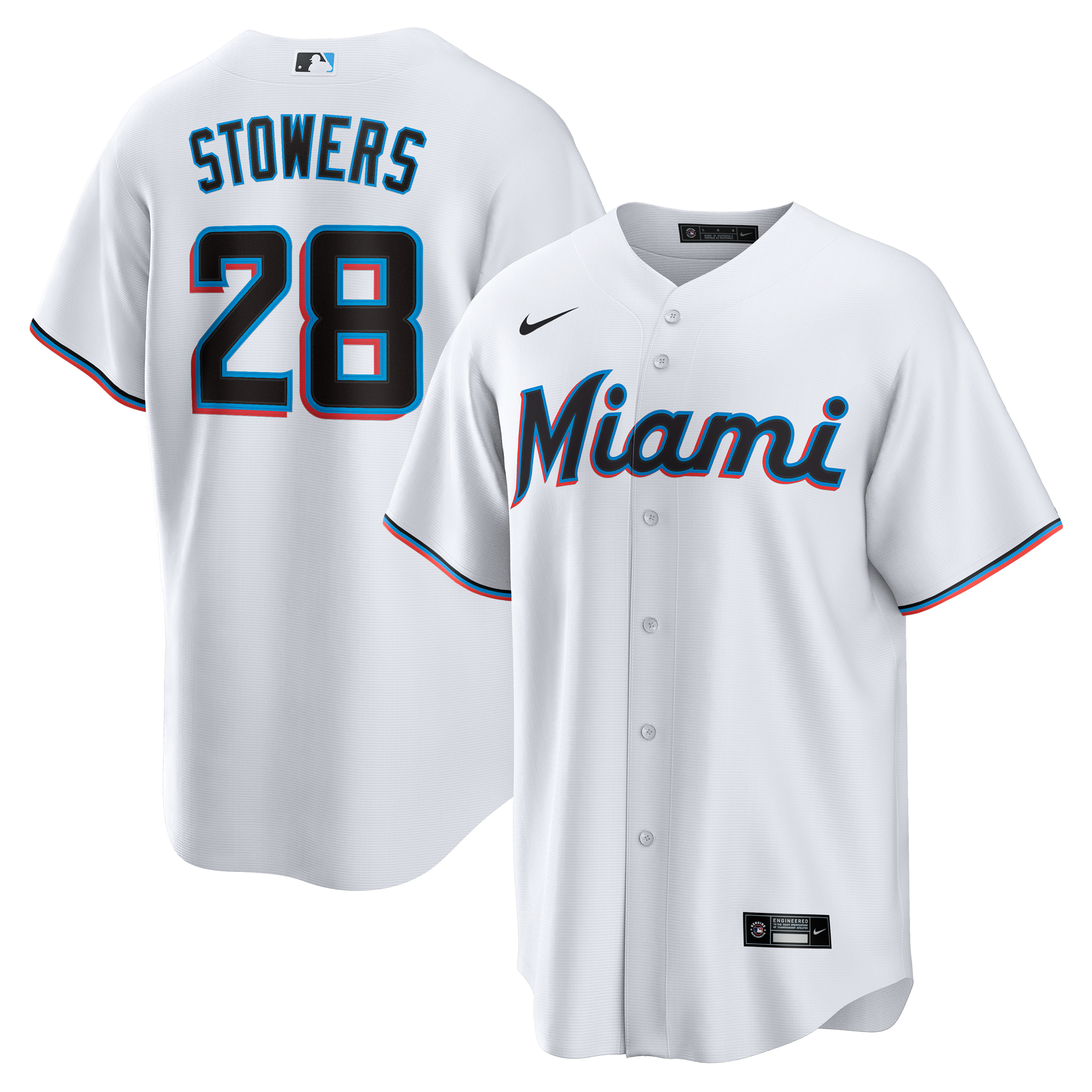 Men's Miami Marlins Kyle Stowers White Home Replica Jersey