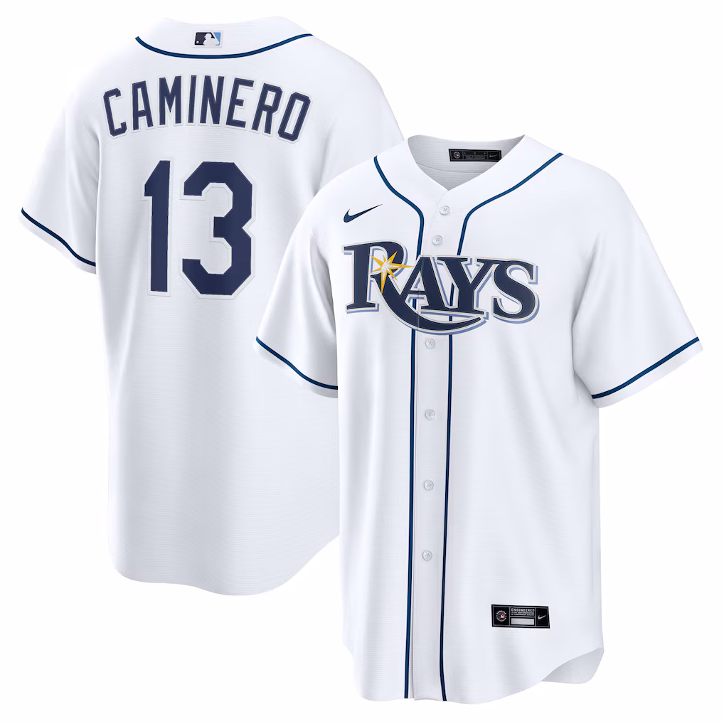 Youth Tampa Bay Rays Junior Caminero White Home Replica Jersey