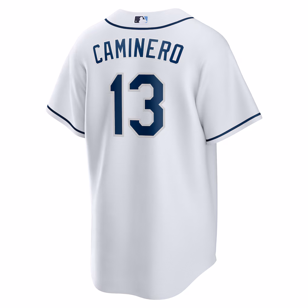 Men's Tampa Bay Rays Junior Caminero White Home Replica Player Jersey
