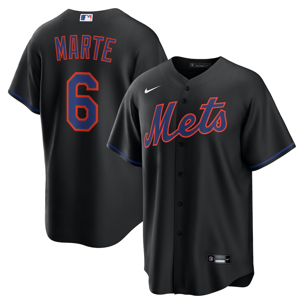 Men's New York Mets Starling Marte Black Alternate Replica Jersey