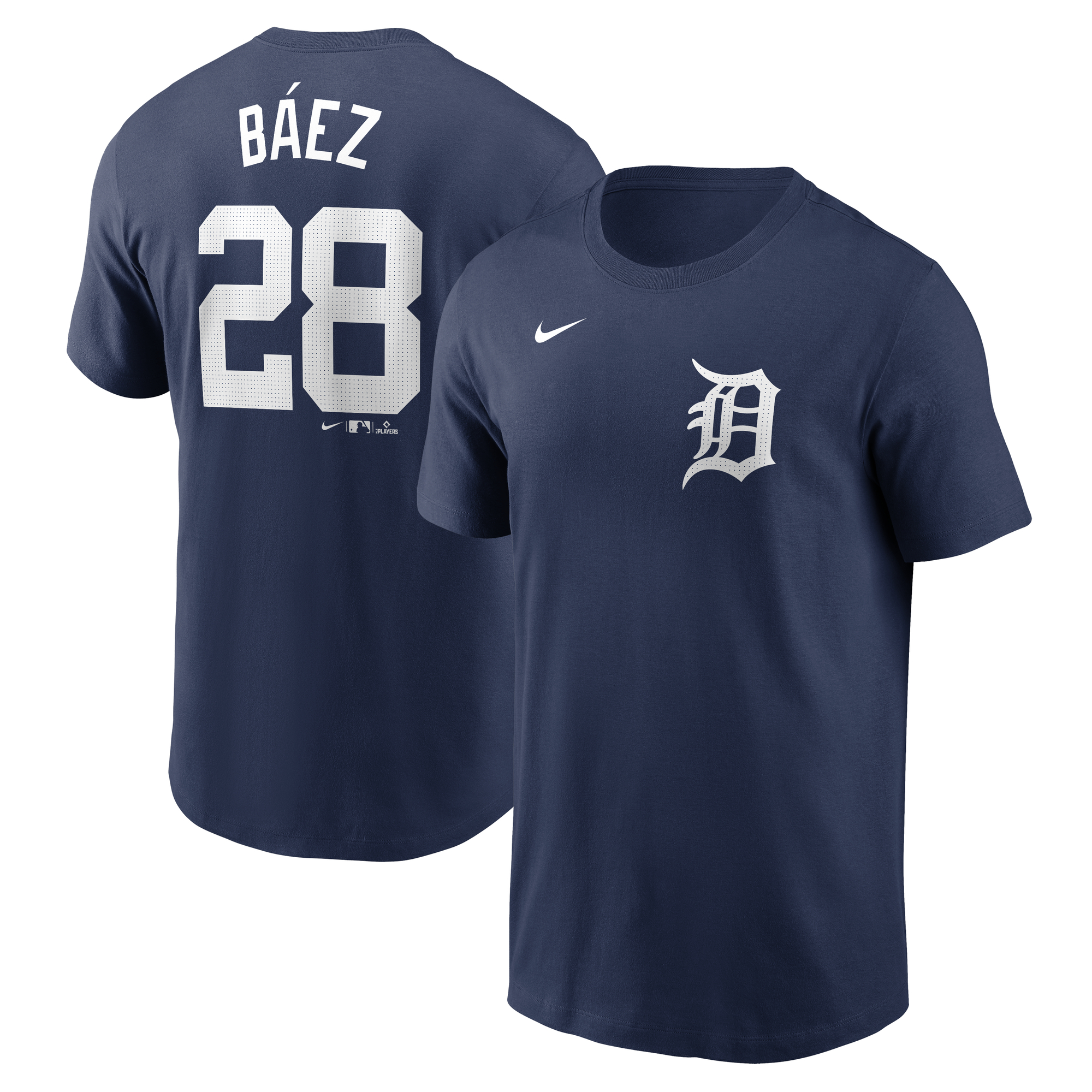 Men's Detroit Tigers Javier Báez Navy Fuse Name & Number T-Shirt
