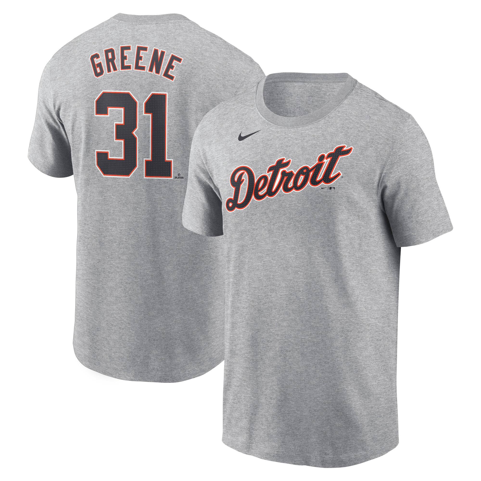 Men's Detroit Tigers Riley Greene Gray Fuse Name & Number T-Shirt