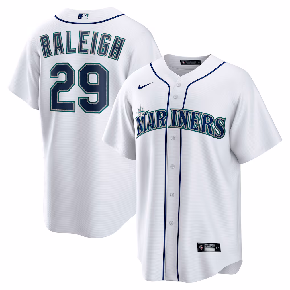 Men's Seattle Mariners Cal Raleigh White Home Replica Player Jersey