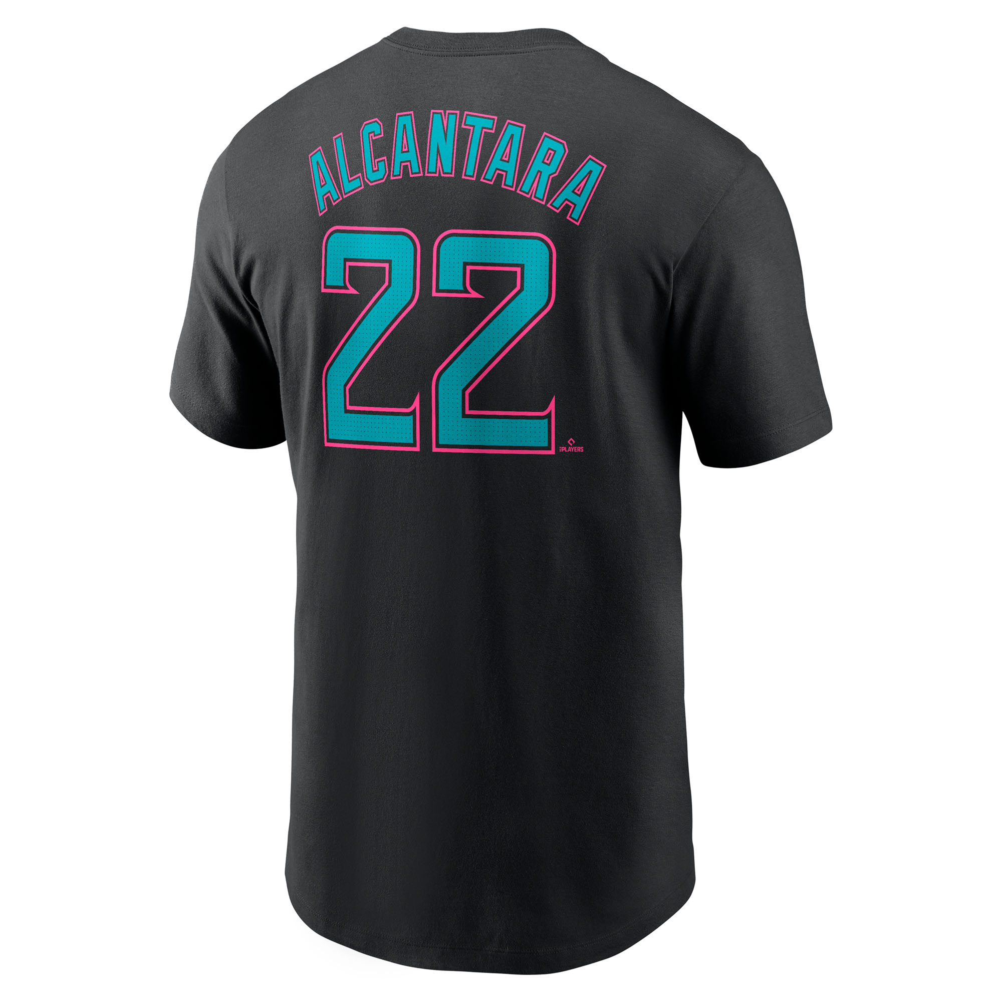 Men's Miami Marlins Sandy Alcantara Black 2025 City Connect Fuse Name & Number T-Shirt