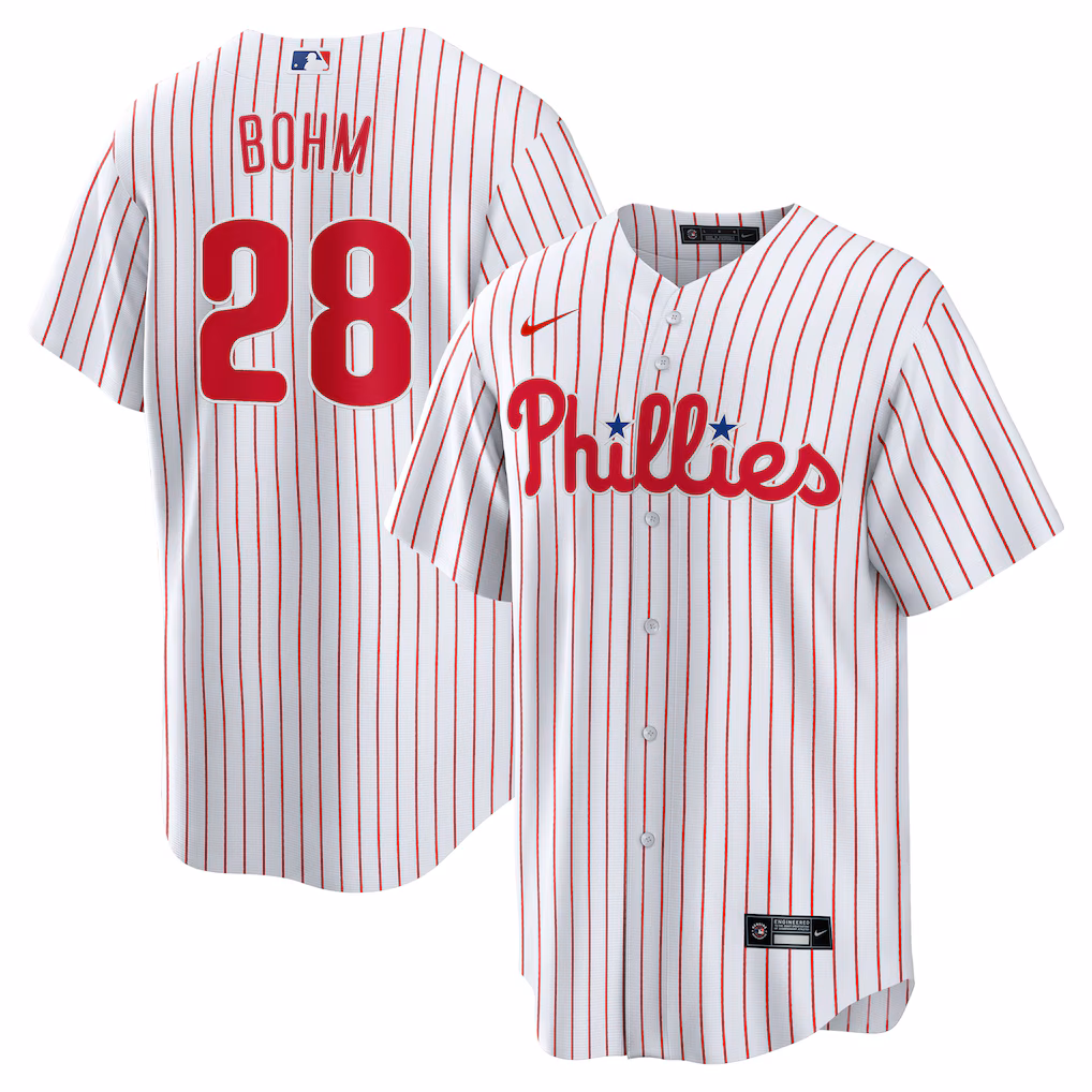 Men's Philadelphia Phillies Alec Bohm White Home Replica Jersey