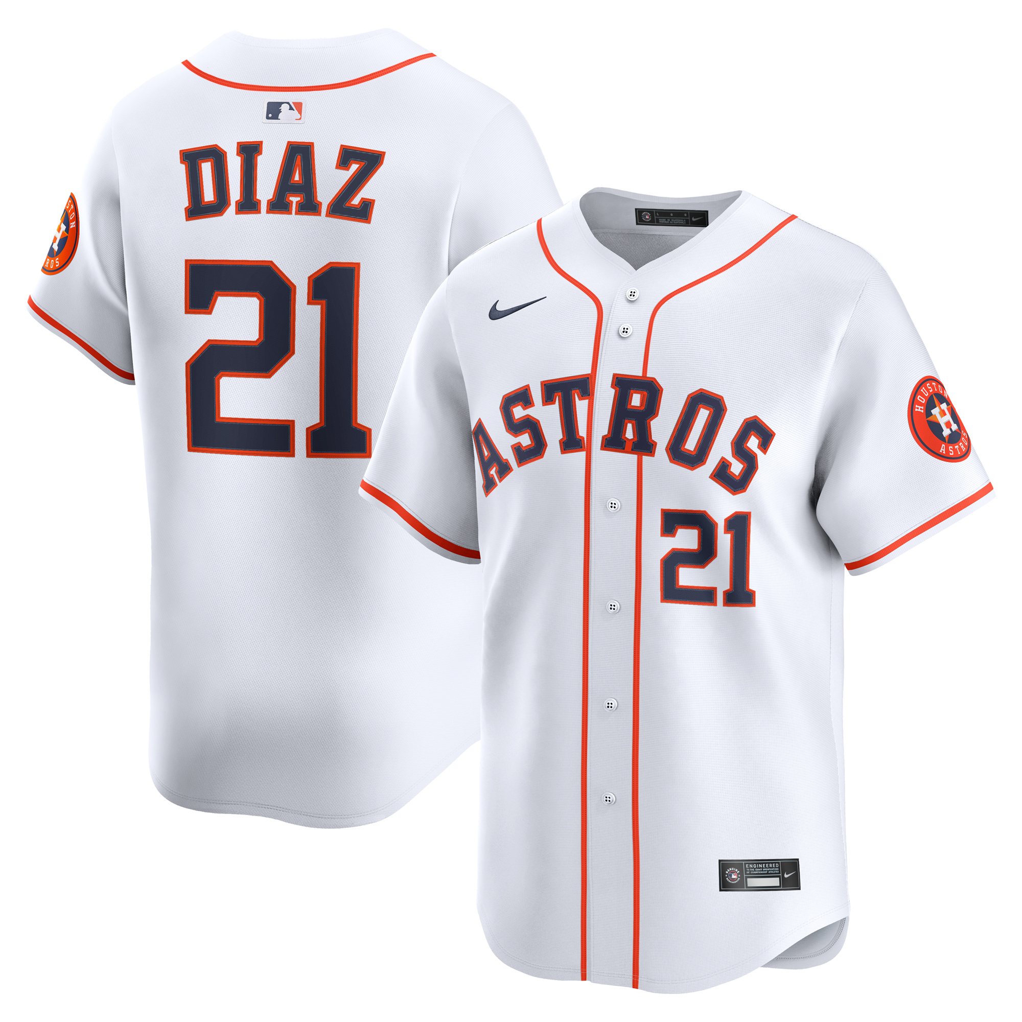 Men's Houston Astros Yainer Diaz White Home Limited Player Jersey