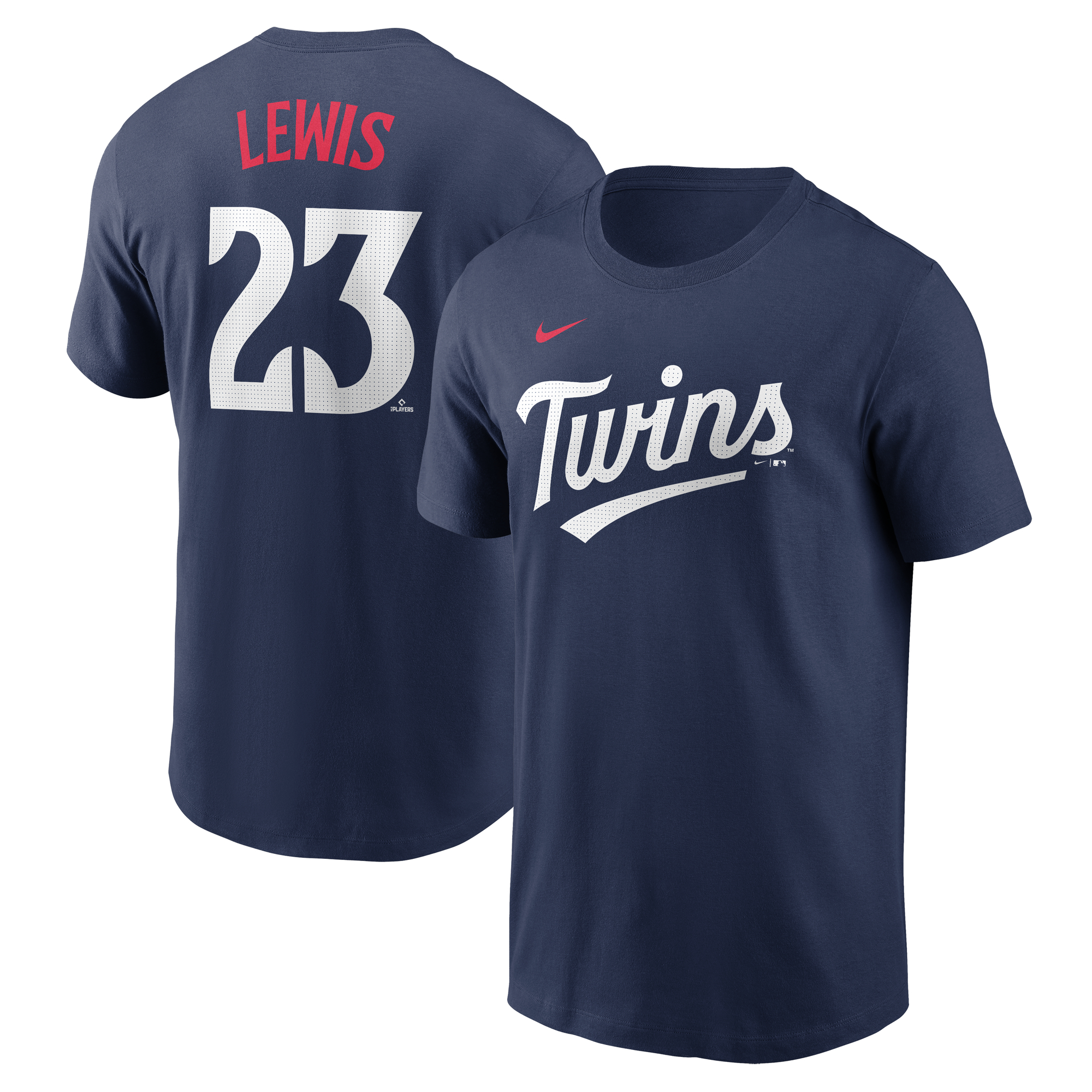 Men's Minnesota Twins Royce Lewis Navy Fuse Name & Number T-Shirt