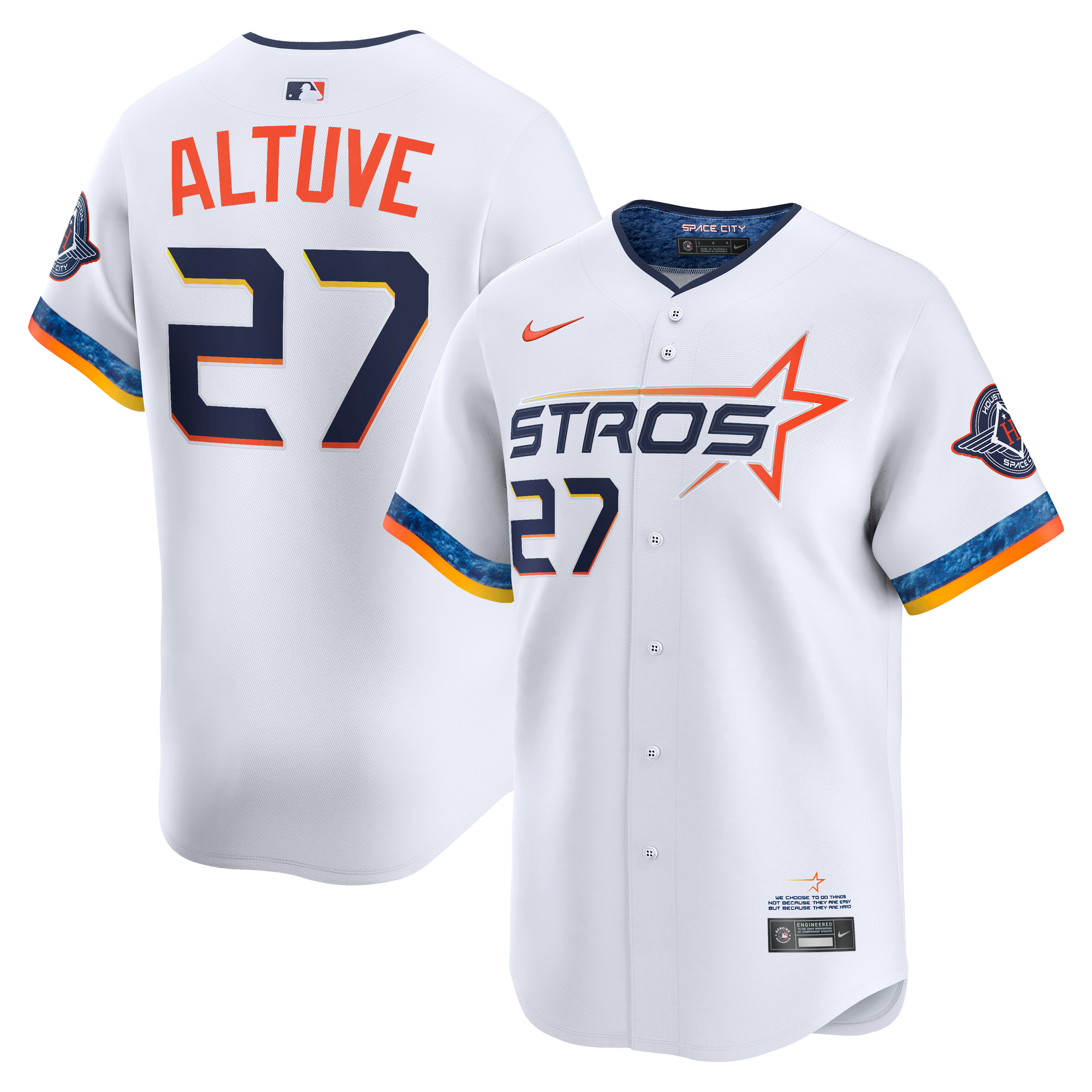 Men's Houston Astros Jose Altuve White 2025 City Connect Limited Player Jersey