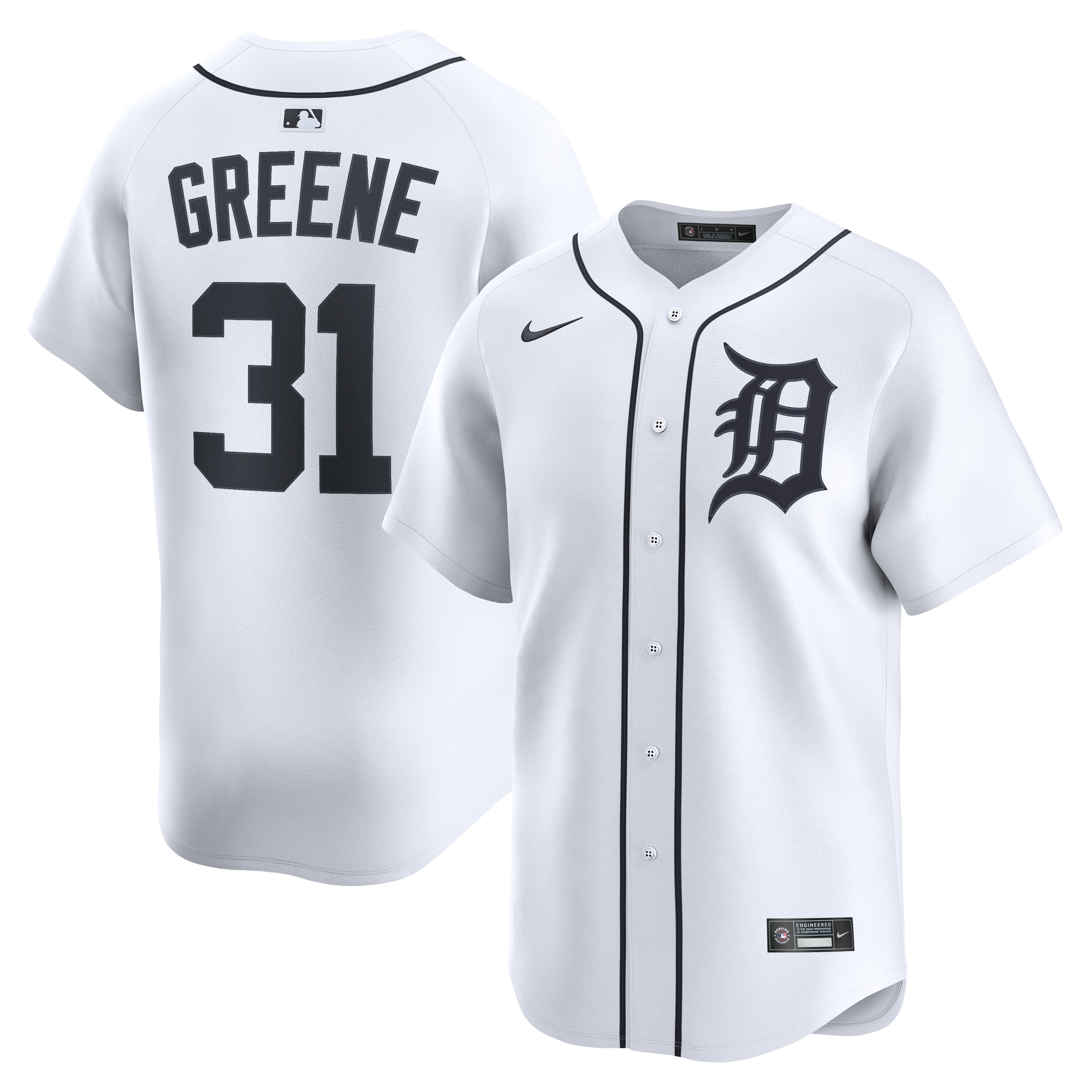 Men's Detroit Tigers Riley Greene White Home Limited Player Jersey