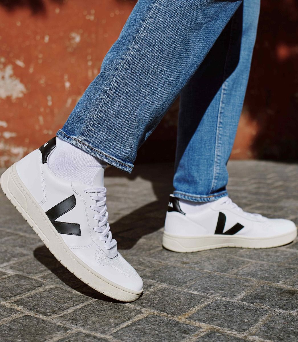 V-10 LEATHER WHITE BLACK