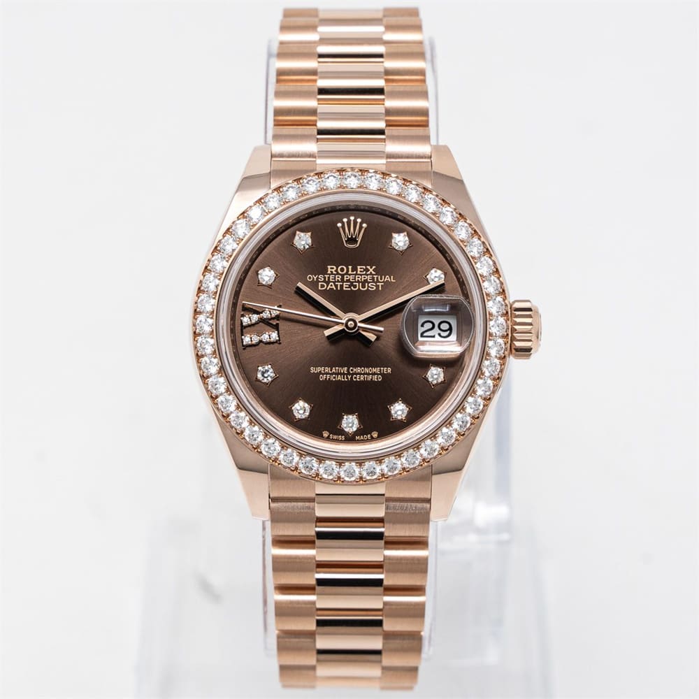 Rolex Lady-Datejust Chocolate Dial Diamond Bezel 28mm 279135RBR