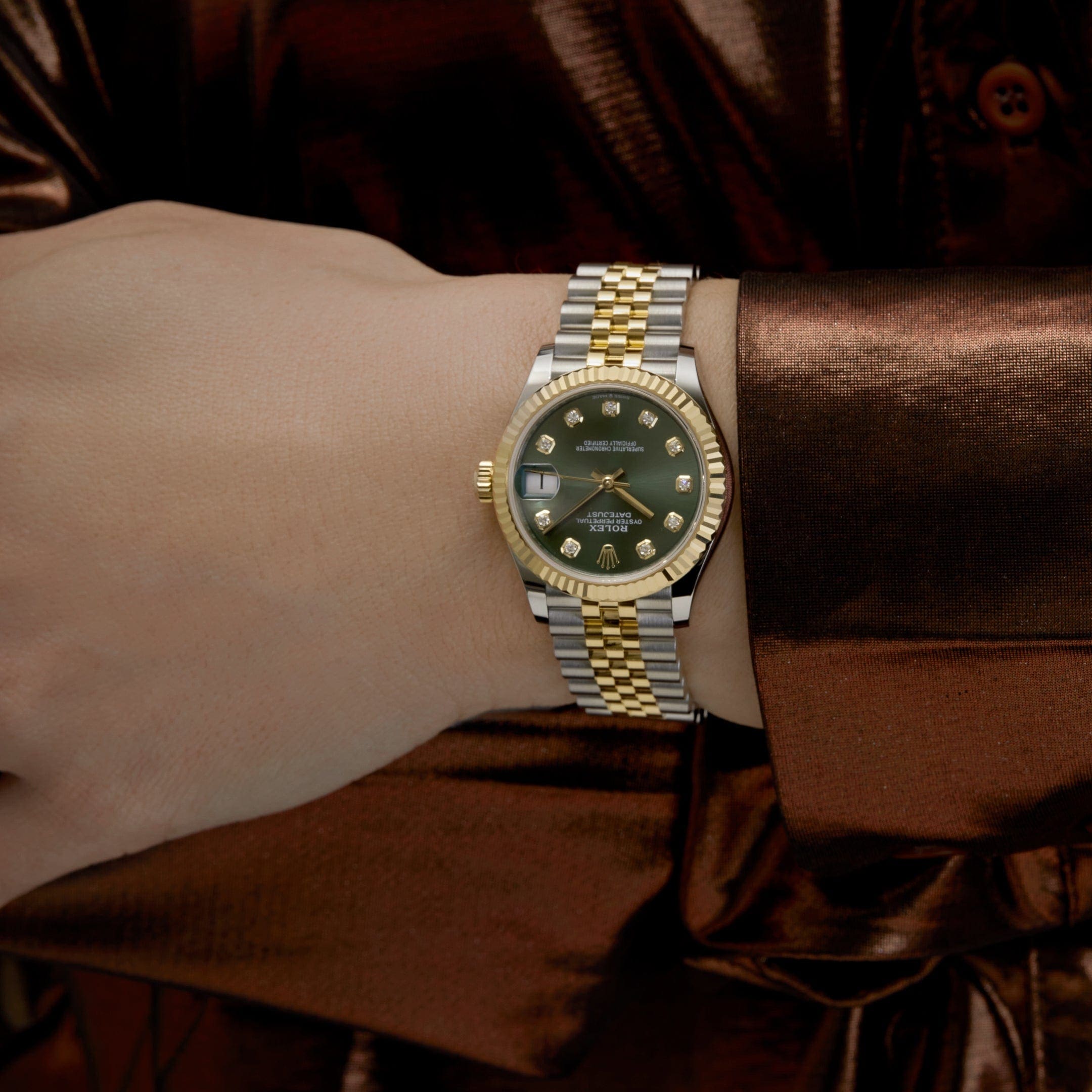 Rolex Datejust 31 278273 ‘Ladies’ Yellow Gold Stainless Steel Green Dial (2023)