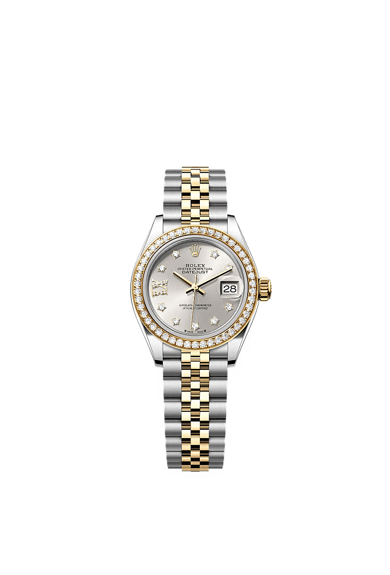 Rolex Lady-Datejust Silver Diamond Dial, Diamond Bezel, Steel & Gold, 279383RBR