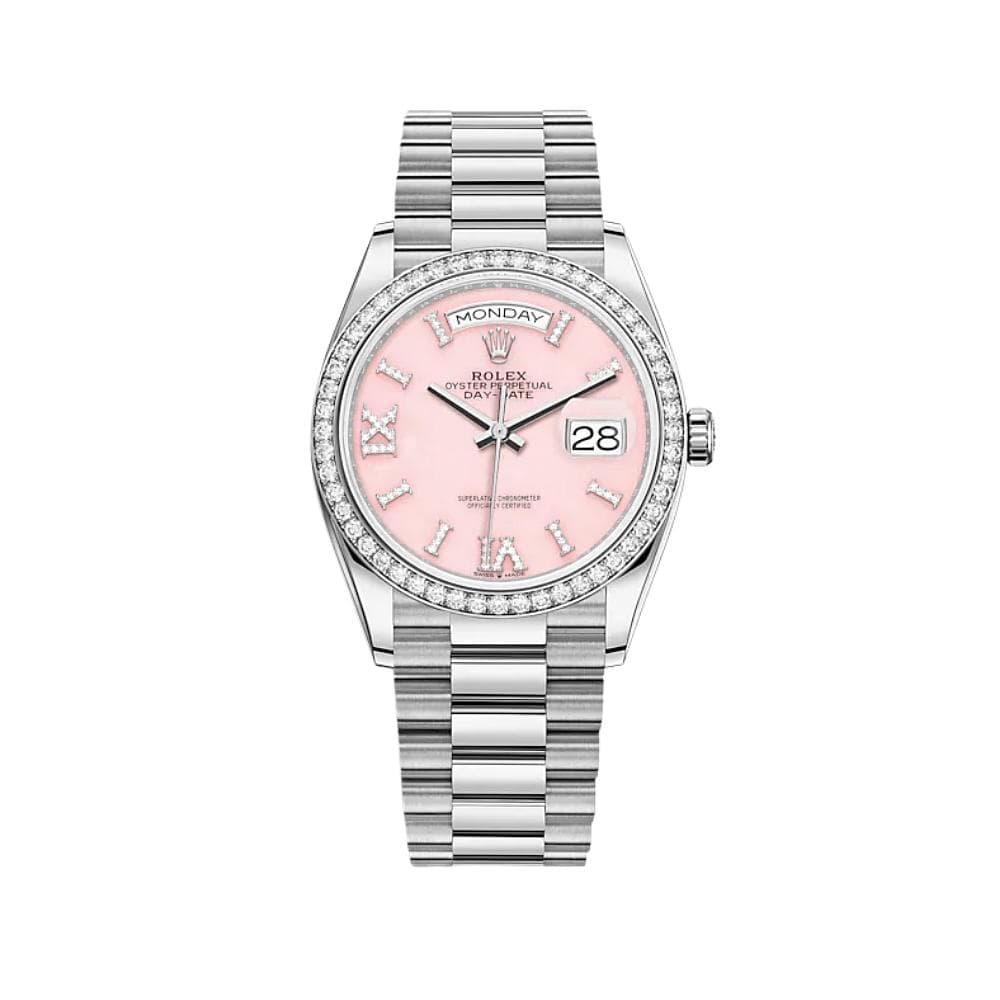 Rolex Day-Date 36 128349RBR White Gold Diamond Bezel Pink Diamond Dial (2020)
