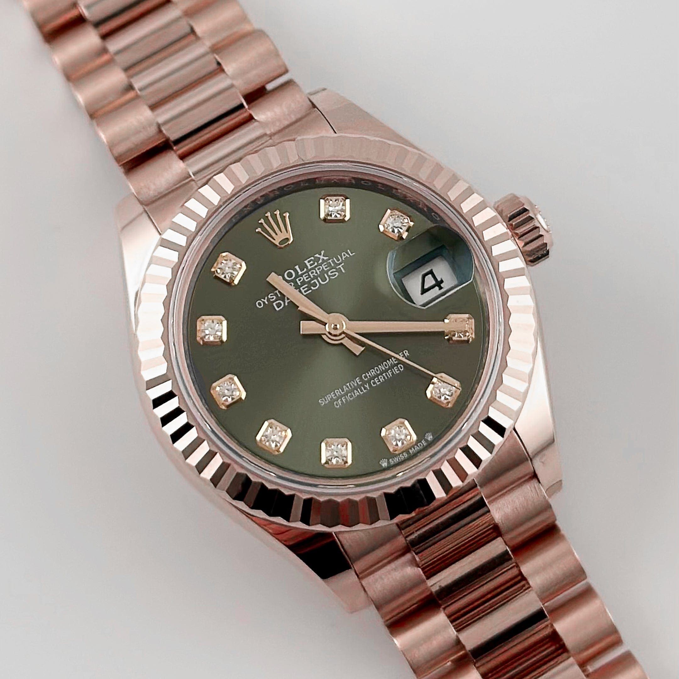 Rolex Datejust 28 279175 ‘Ladies’ Rose Gold Olive Diamond Dial (2025)