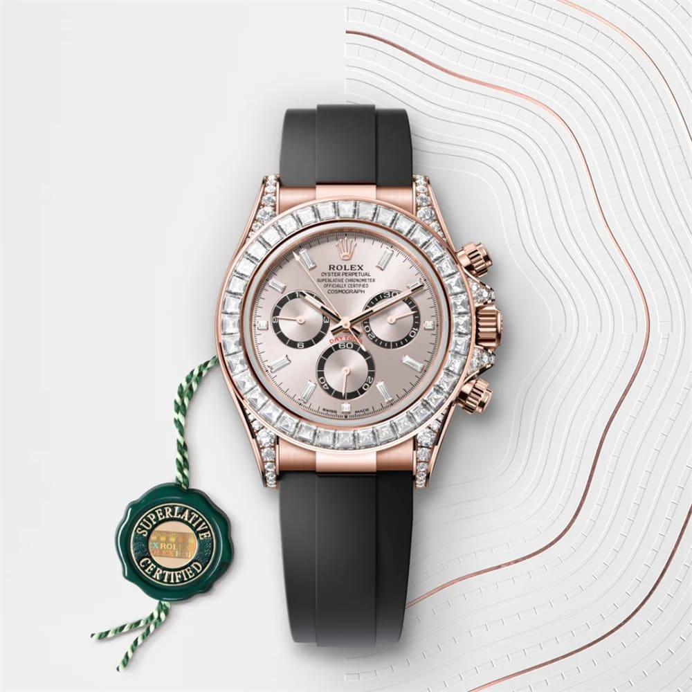 Rolex Daytona 126535TBR Rose Gold Sundust Diamond Dial Diamond Bezel
