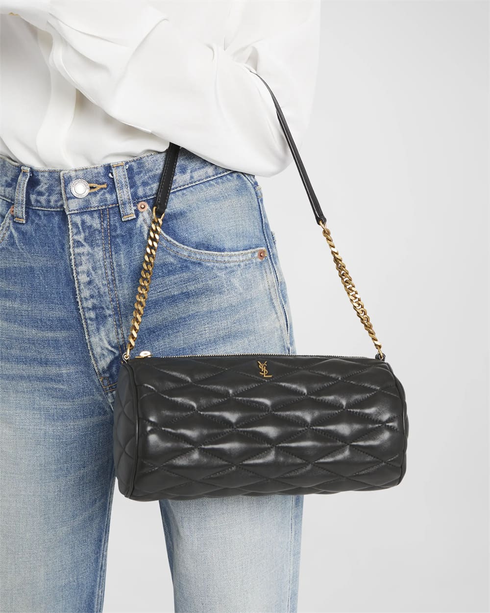 Saint Laurent Sade Medium YSL Tube Shoulder Bag in Quilted Smooth Leather