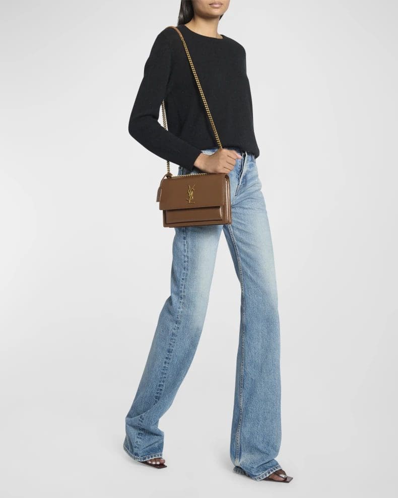 Saint Laurent Sunset Medium YSL Crossbody Bag in Smooth Leather