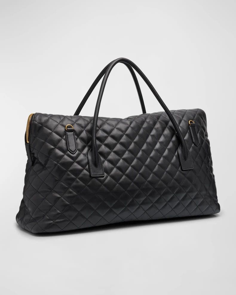 Saint Laurent ES Giant Travel Bag in Smooth Quilted Leather with Gold Hardware