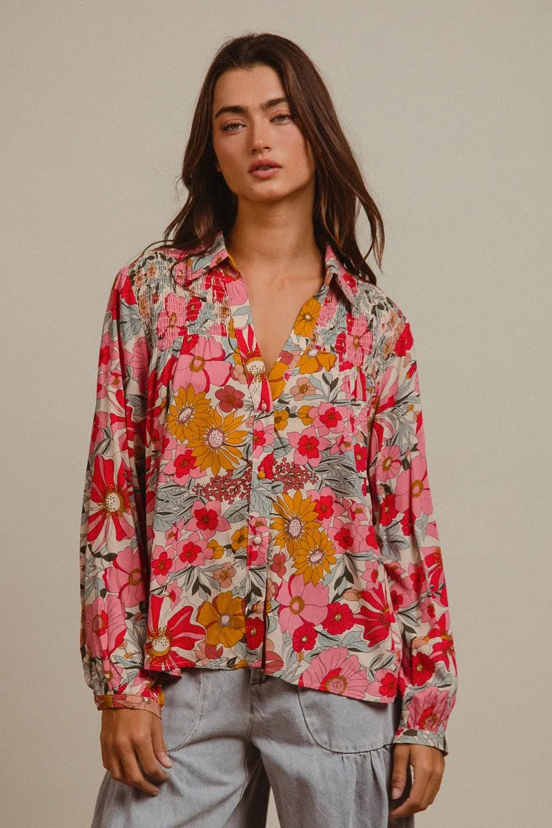 BiBi Woven Floral Printed Shirt Top