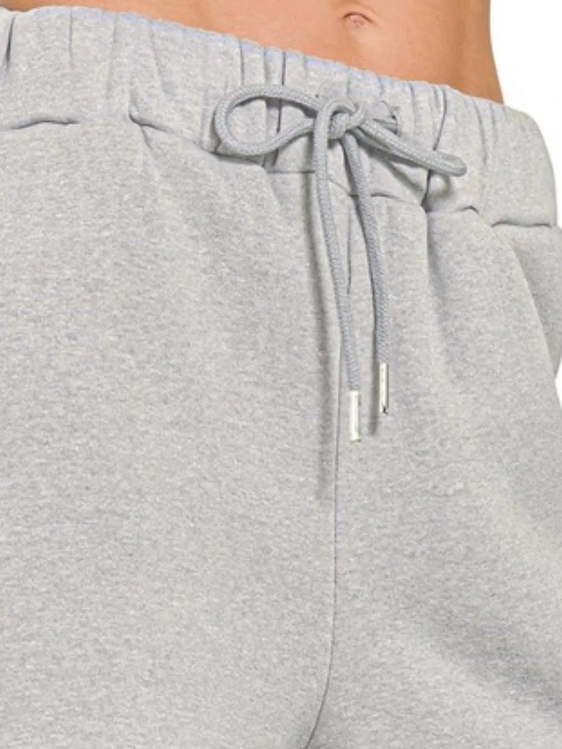 Zenana Fleece Drawstring Short Pants With Pockets