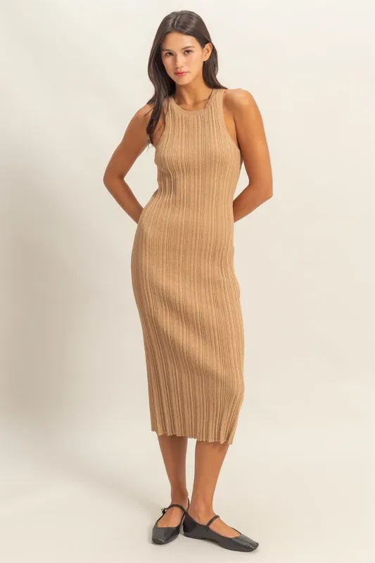 HYFVE Round Neck Bodycon Ribbed Knit Dress